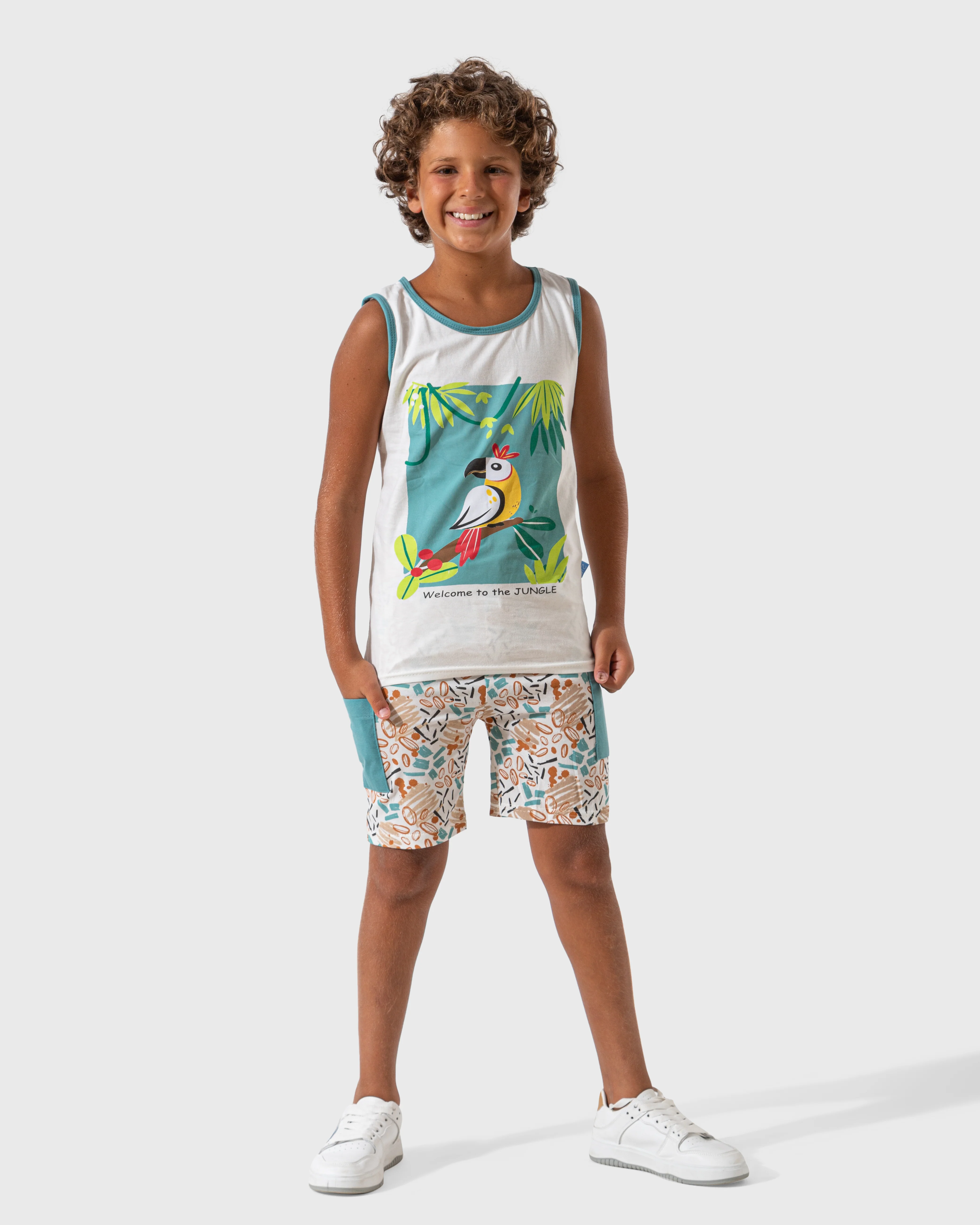Welcome to the Jungle بيجاما اولادي كت وشورت قطن