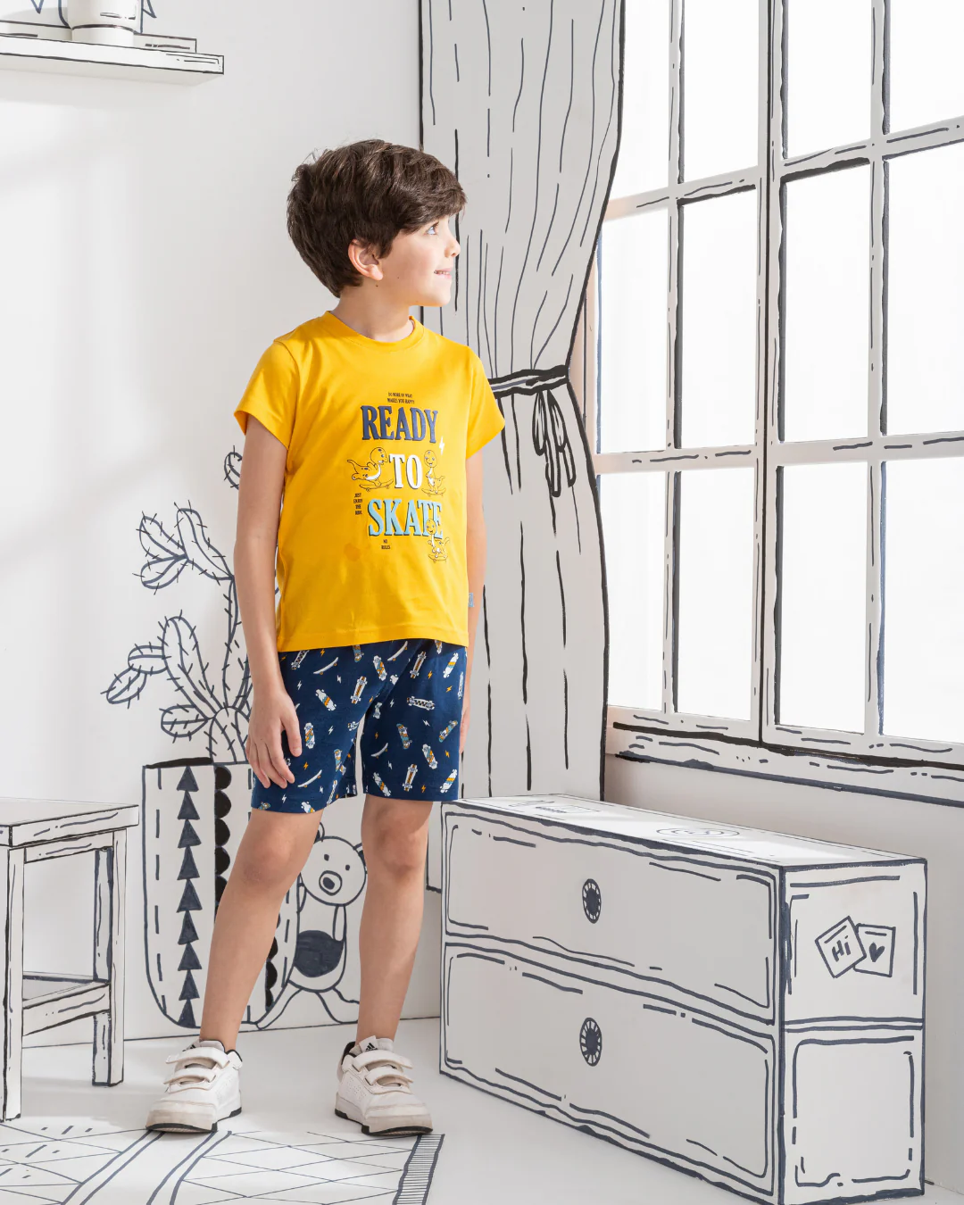 Skate board بيجاما اولادي نص كم