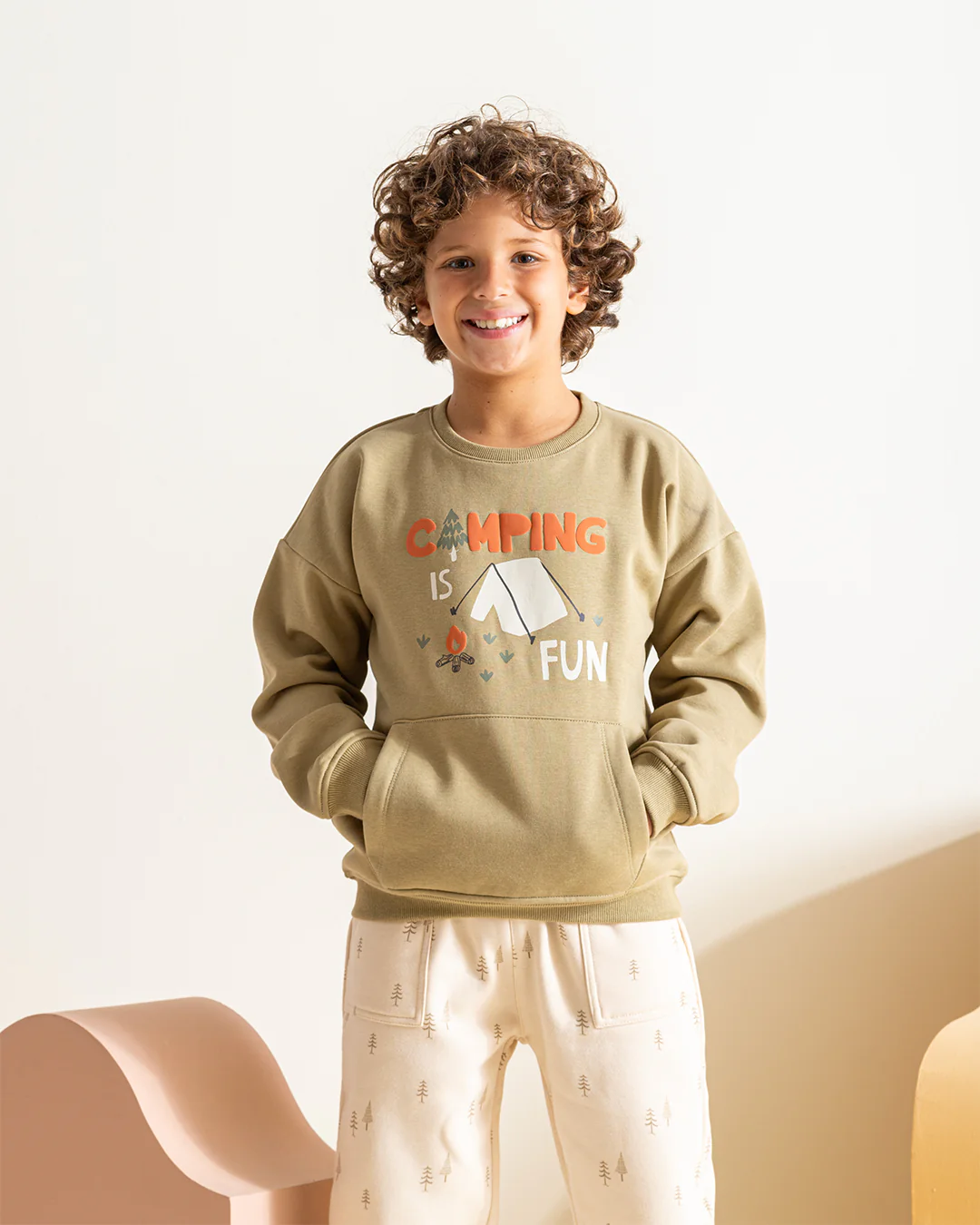 Camping is fun بيجاما أولادي كُم طويل