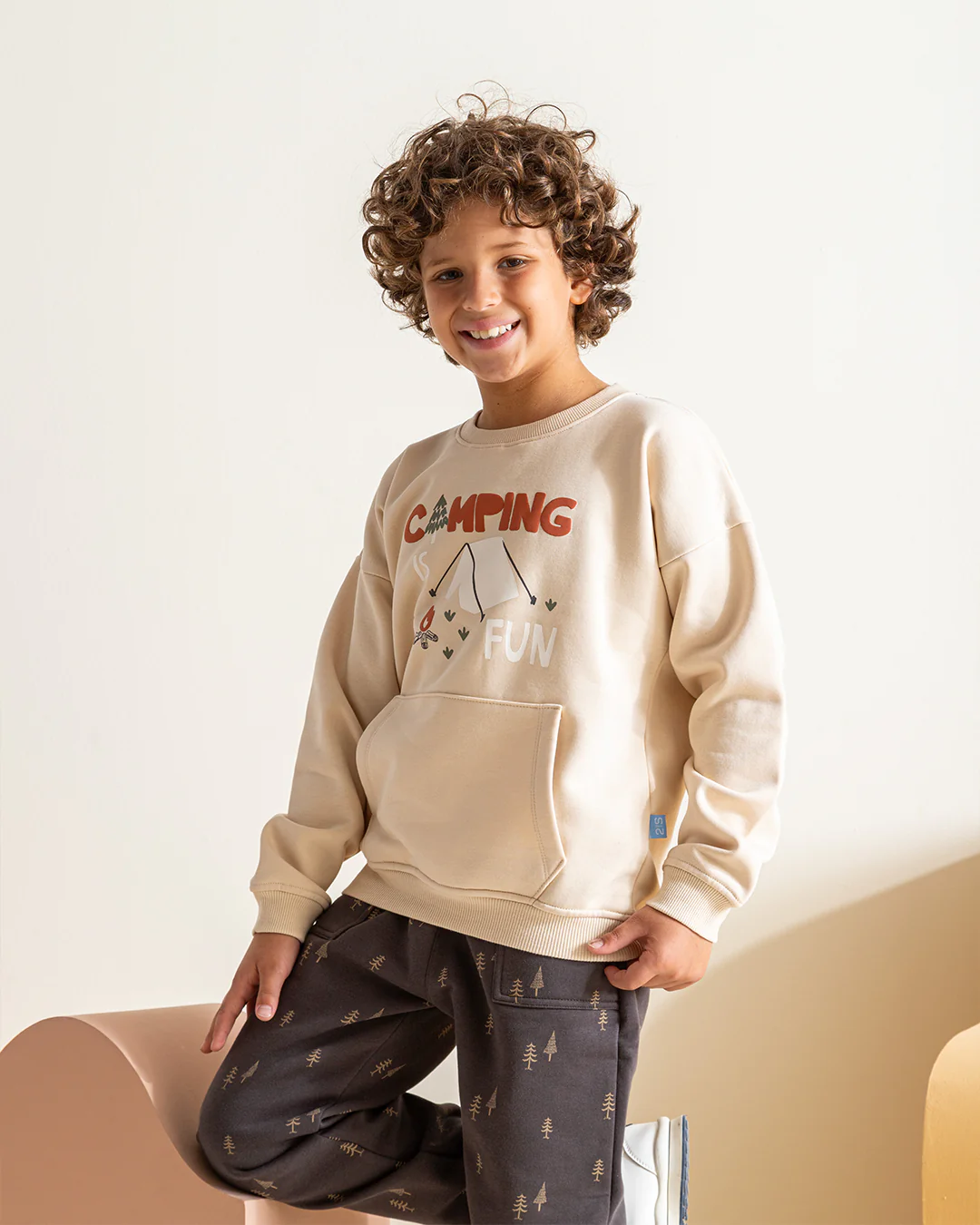 Camping is fun بيجاما أولادي كُم طويل