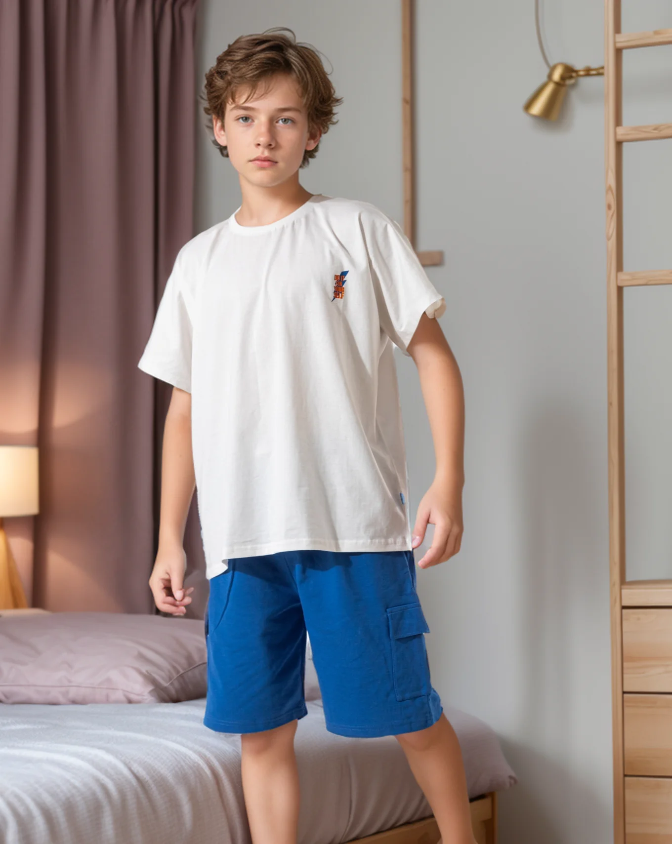 Streetwear Set بيجاما اولادي نص كم وشورت قطن