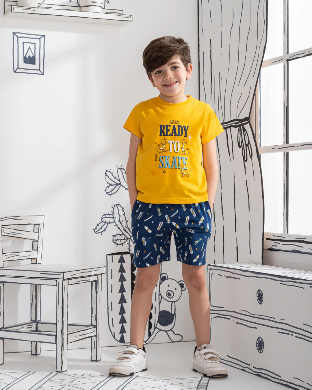 Skate board بيجاما اولادي نص كم