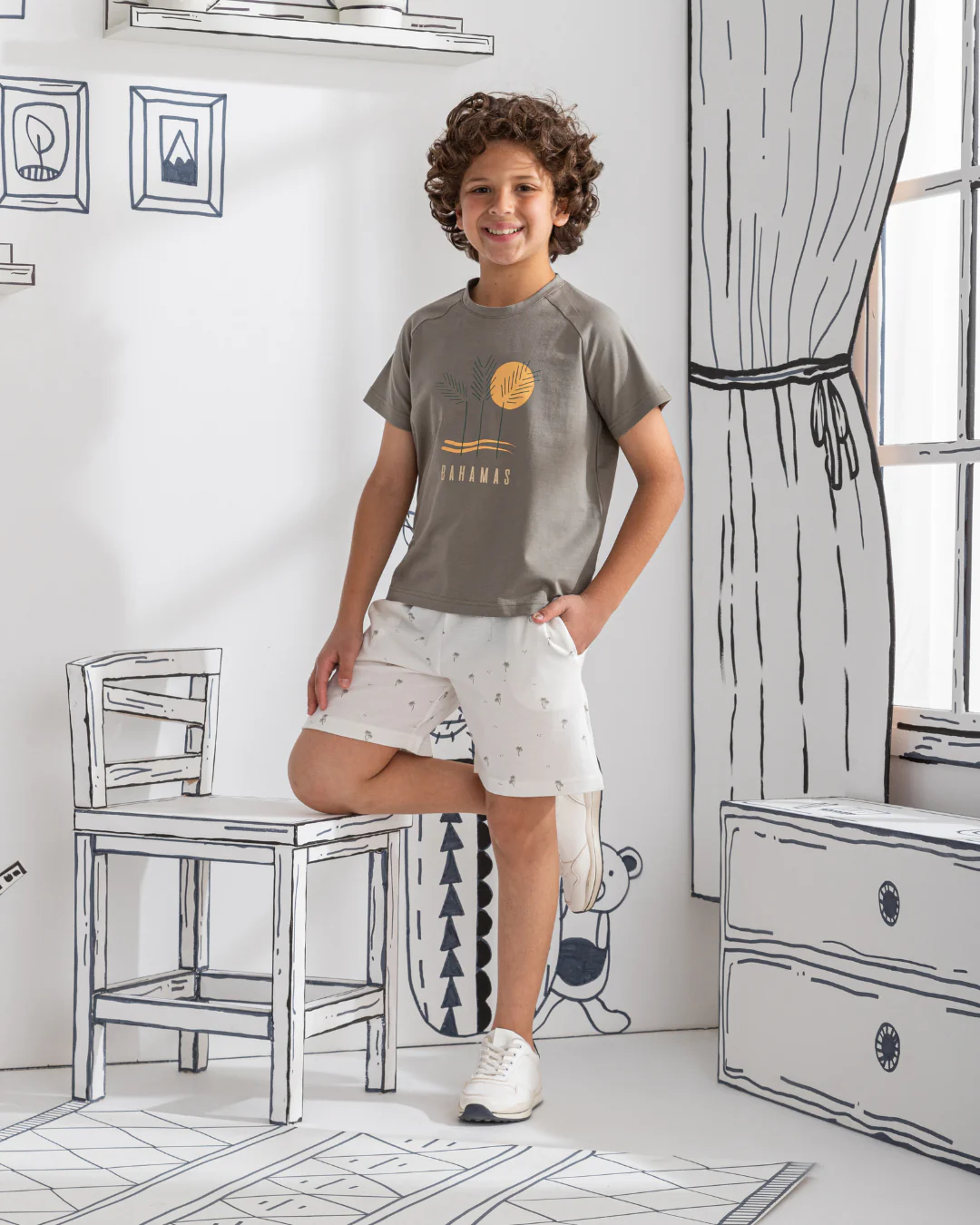 Bahamas بيجاما أولادي نُص كُم رَجلان