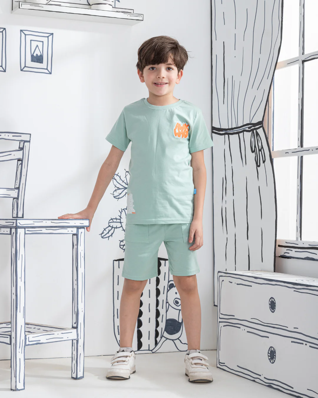 Graffiti art بيجاما أولادي نُص كُم