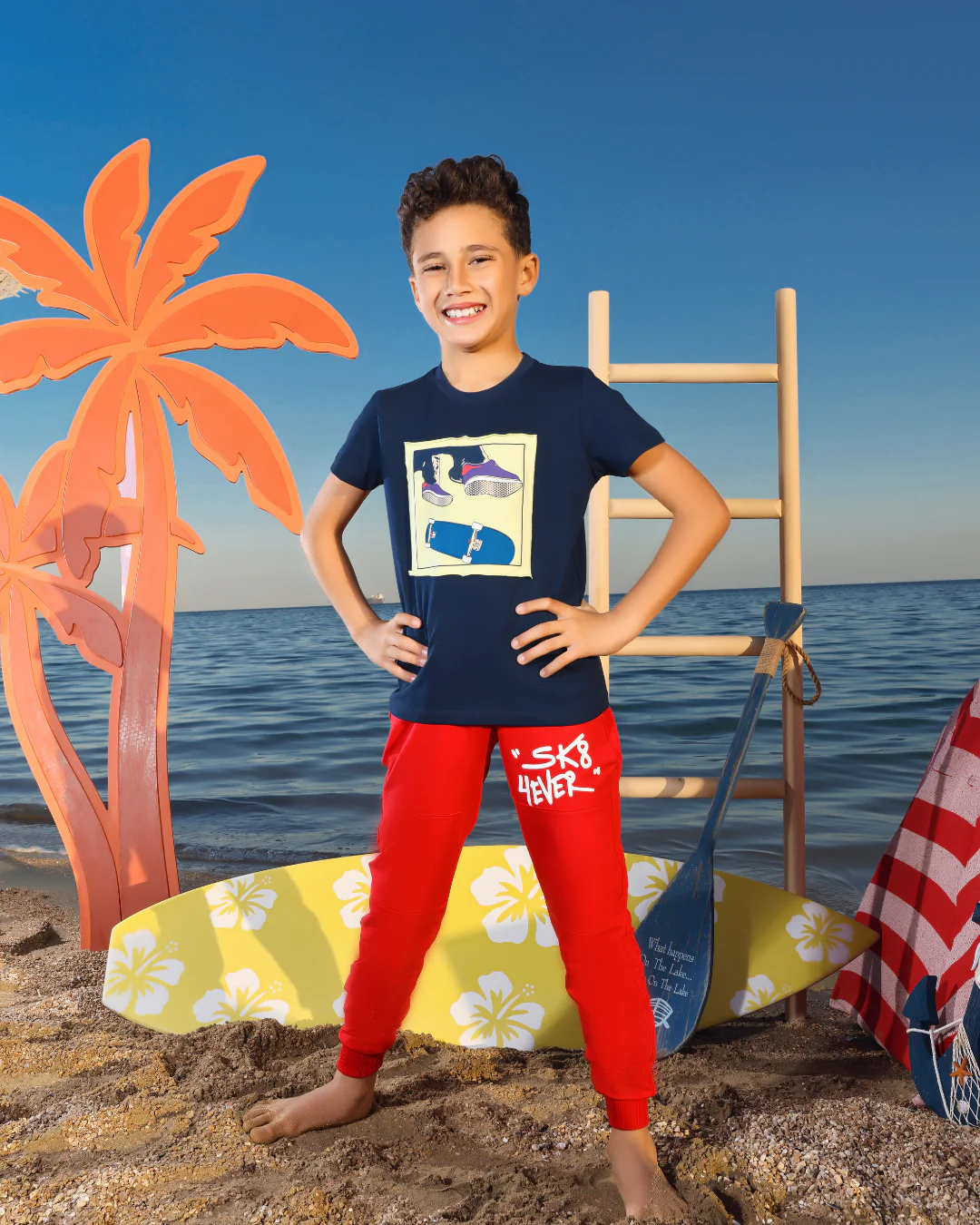 sk8 4 ever بيجامه اولادي اطفال نص كم وبنطلون