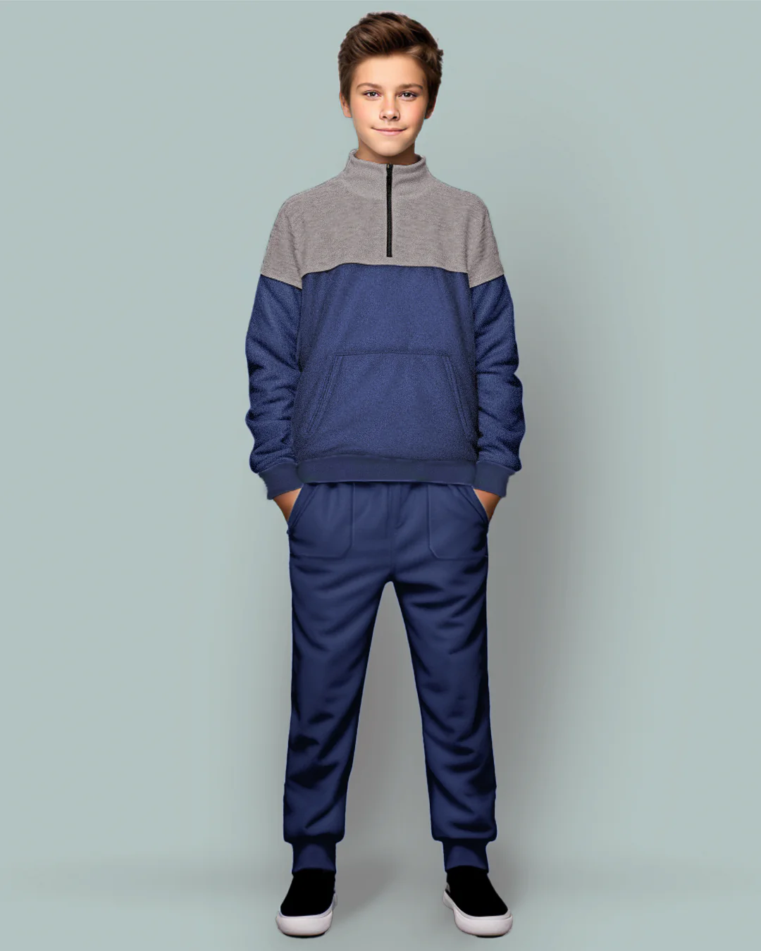 Half Neck Zipper Sweatshirtبيجاما اولادي بولار فميلتون