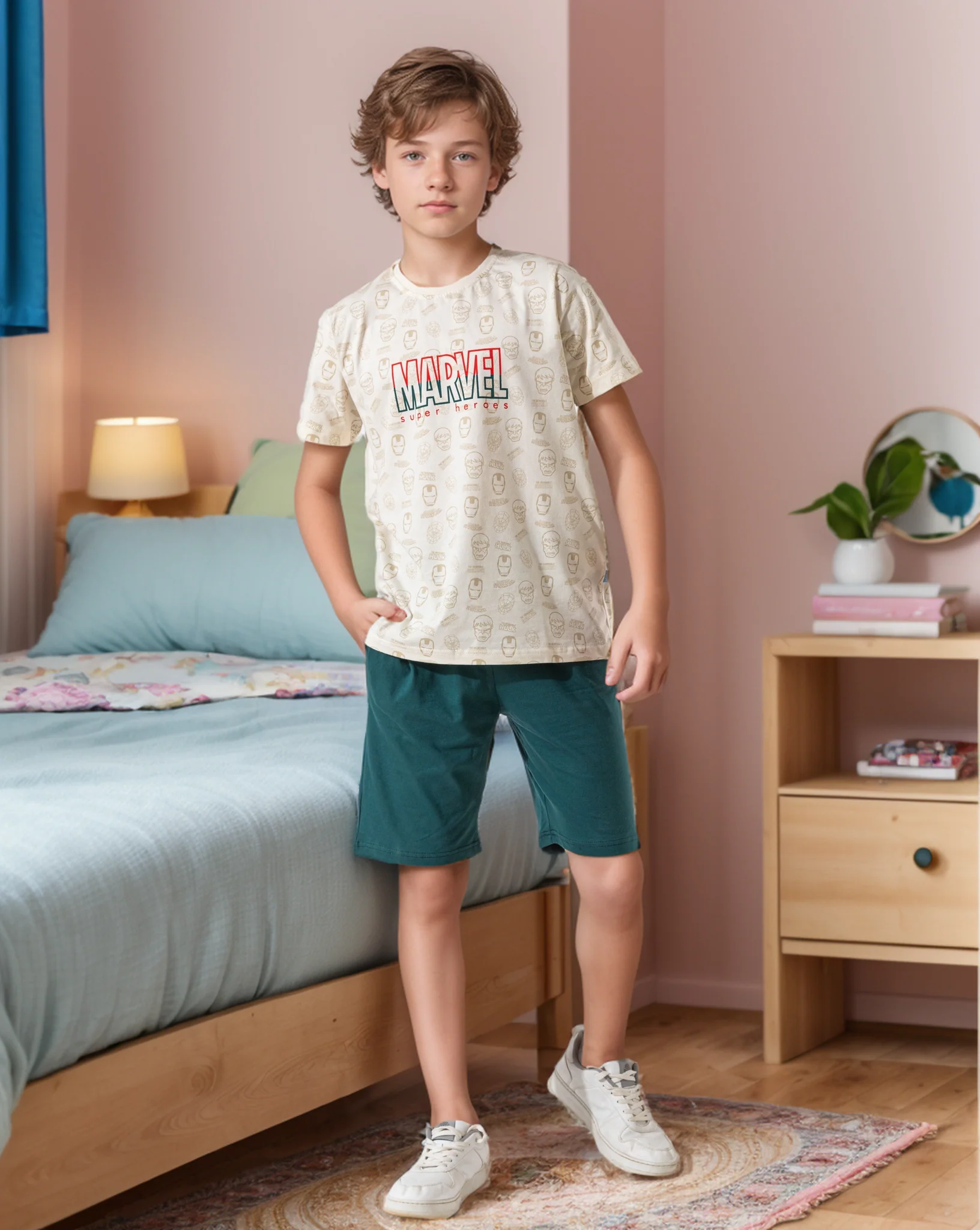 Marvel Super heroes بيجاما أولادي نُص كُم