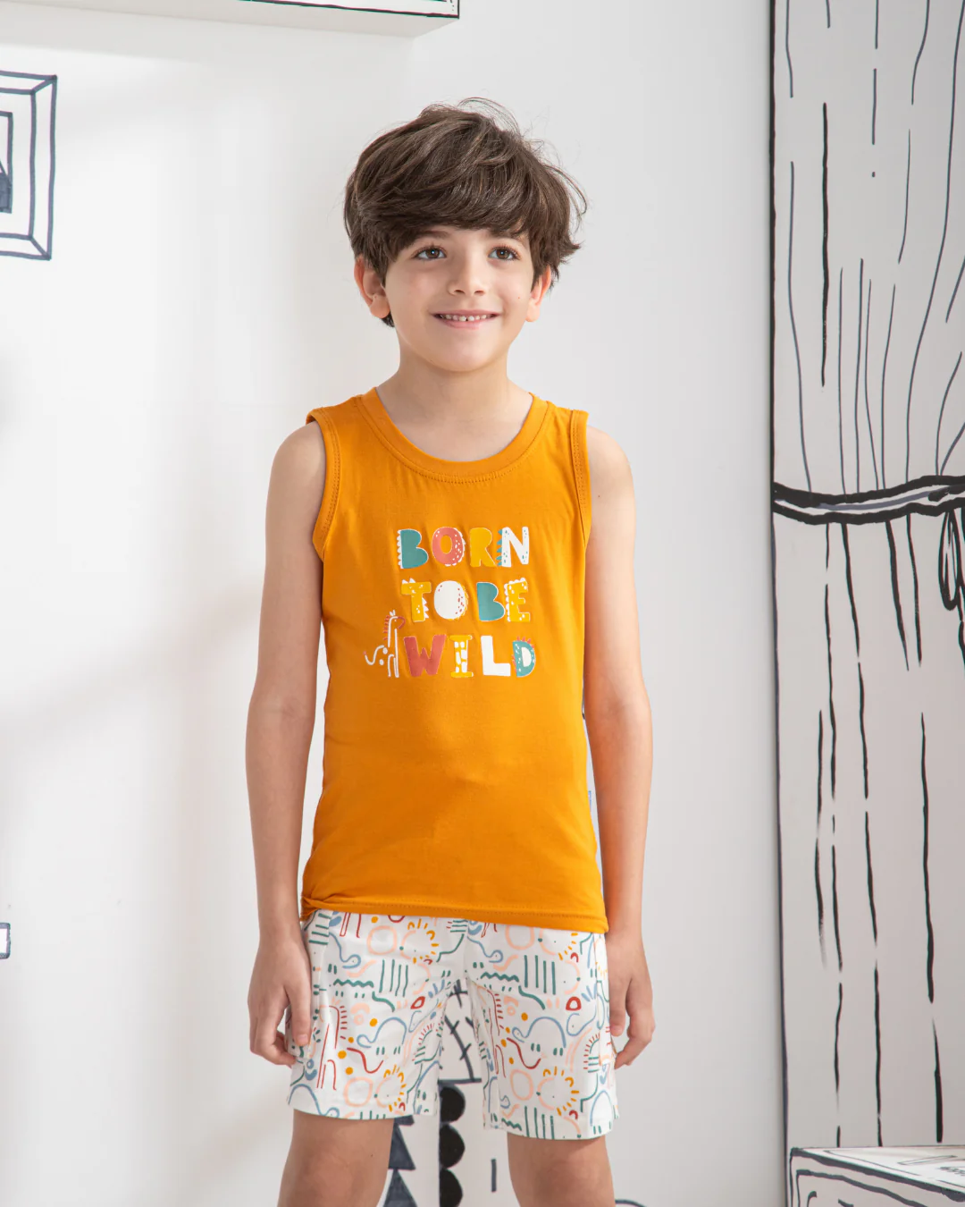 Born To Be Wild بيجاما اطفالي اولادي تيشرت كت وشورت