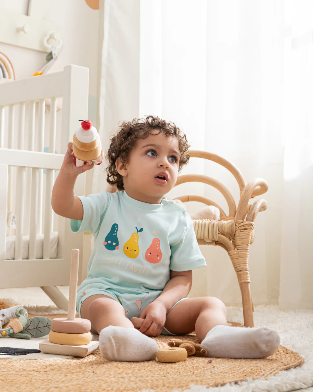 Cute Fruits بيجاما بيبي اولادي نص كم وشورت قطن