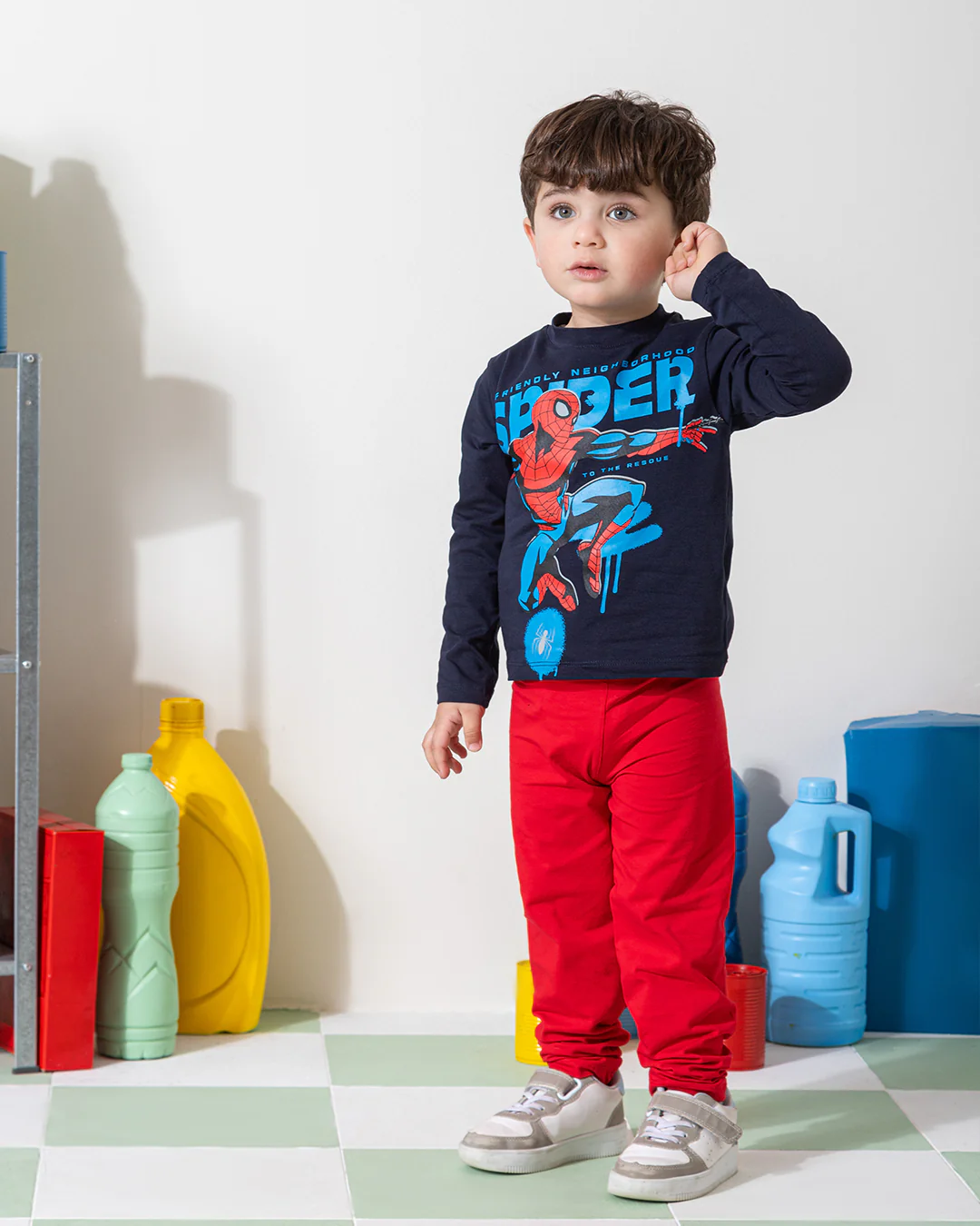 MARVY Spider man  بيجامة اولادي وسط خريفي كحلي