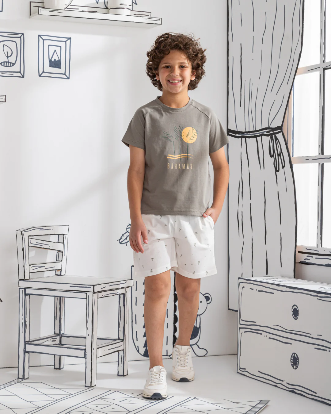 Bahamas بيجاما أولادي نُص كُم رَجلان