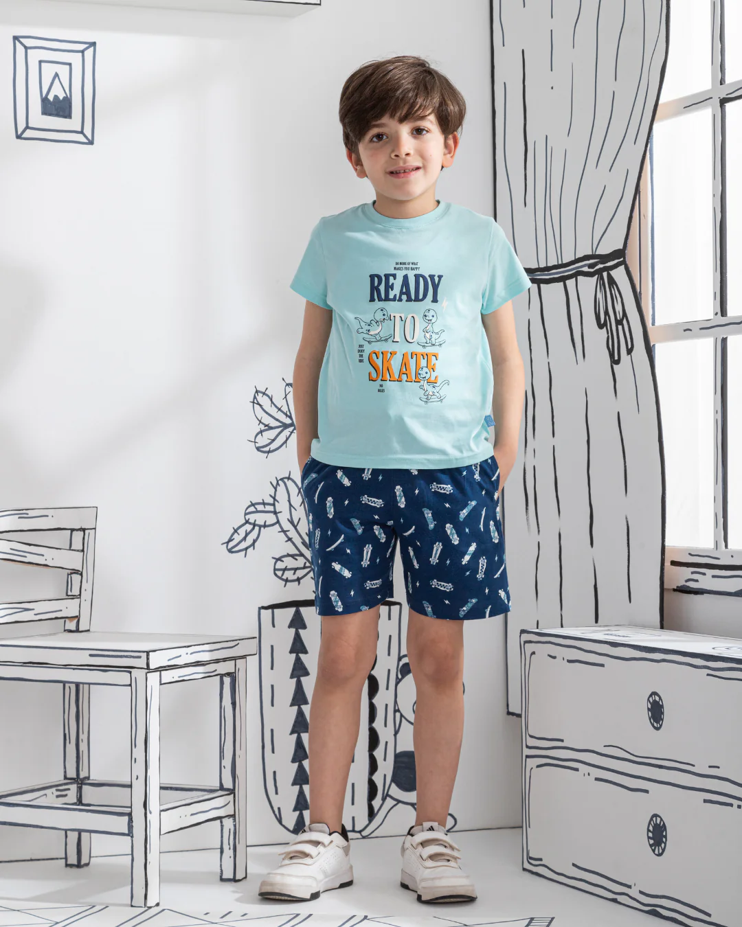 Skate board بيجاما اولادي نص كم