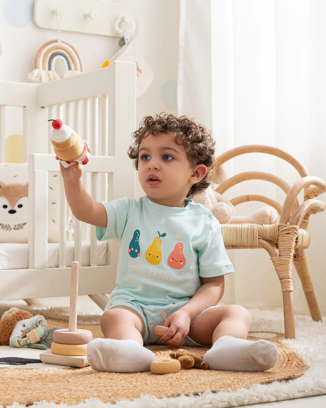 Cute Fruits بيجاما بيبي اولادي نص كم وشورت قطن