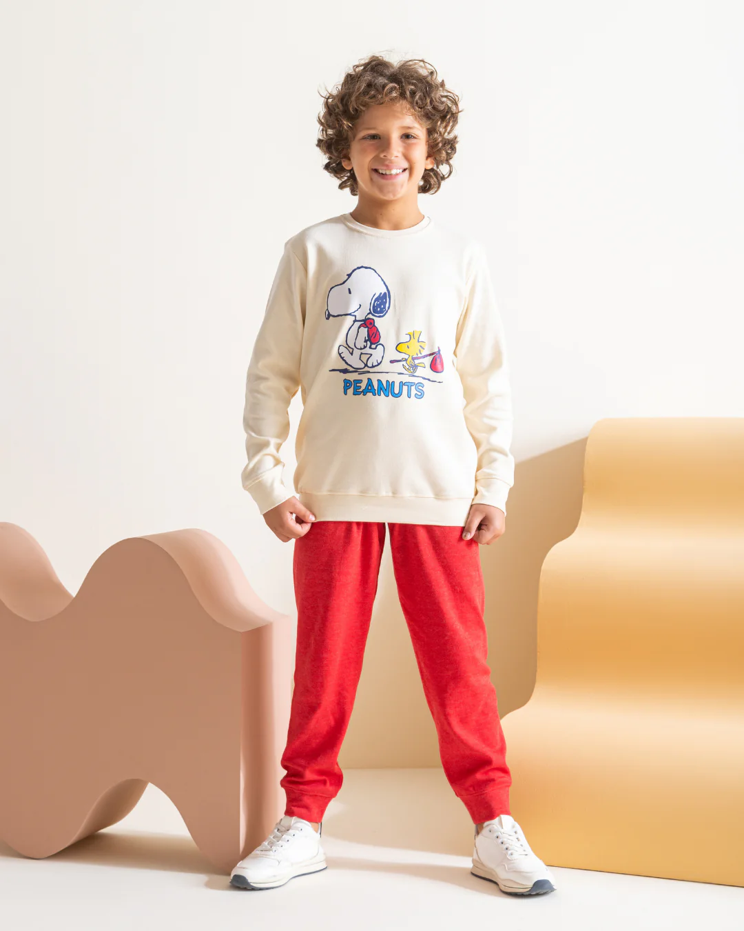 Peanuts بيجامه اولادي طقم طباعة  انترلوك