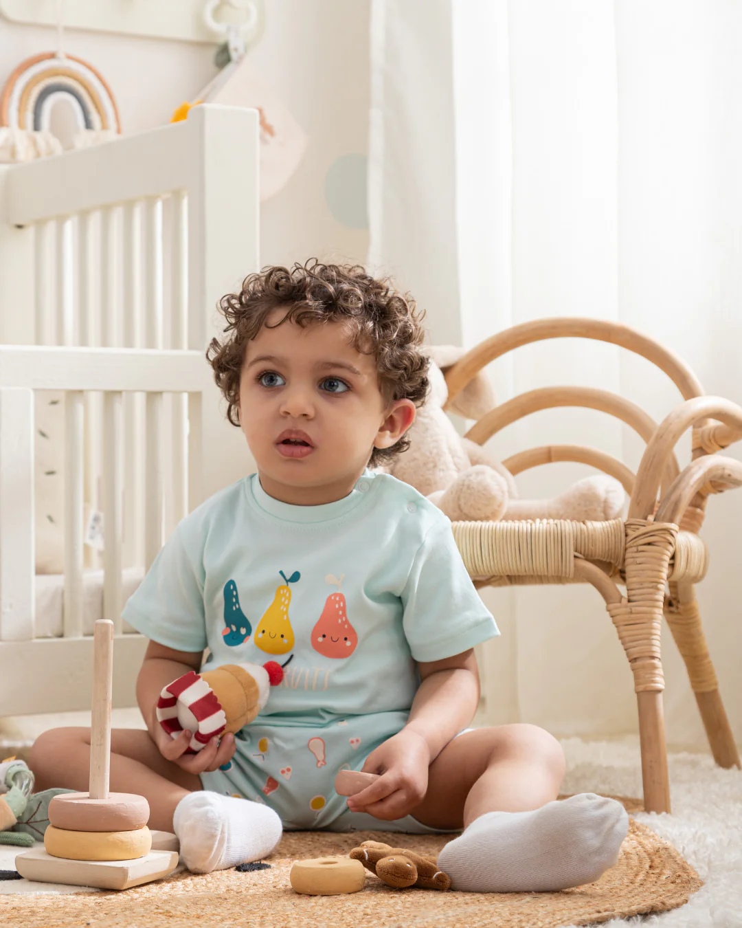 Cute Fruits بيجاما بيبي اولادي نص كم وشورت قطن