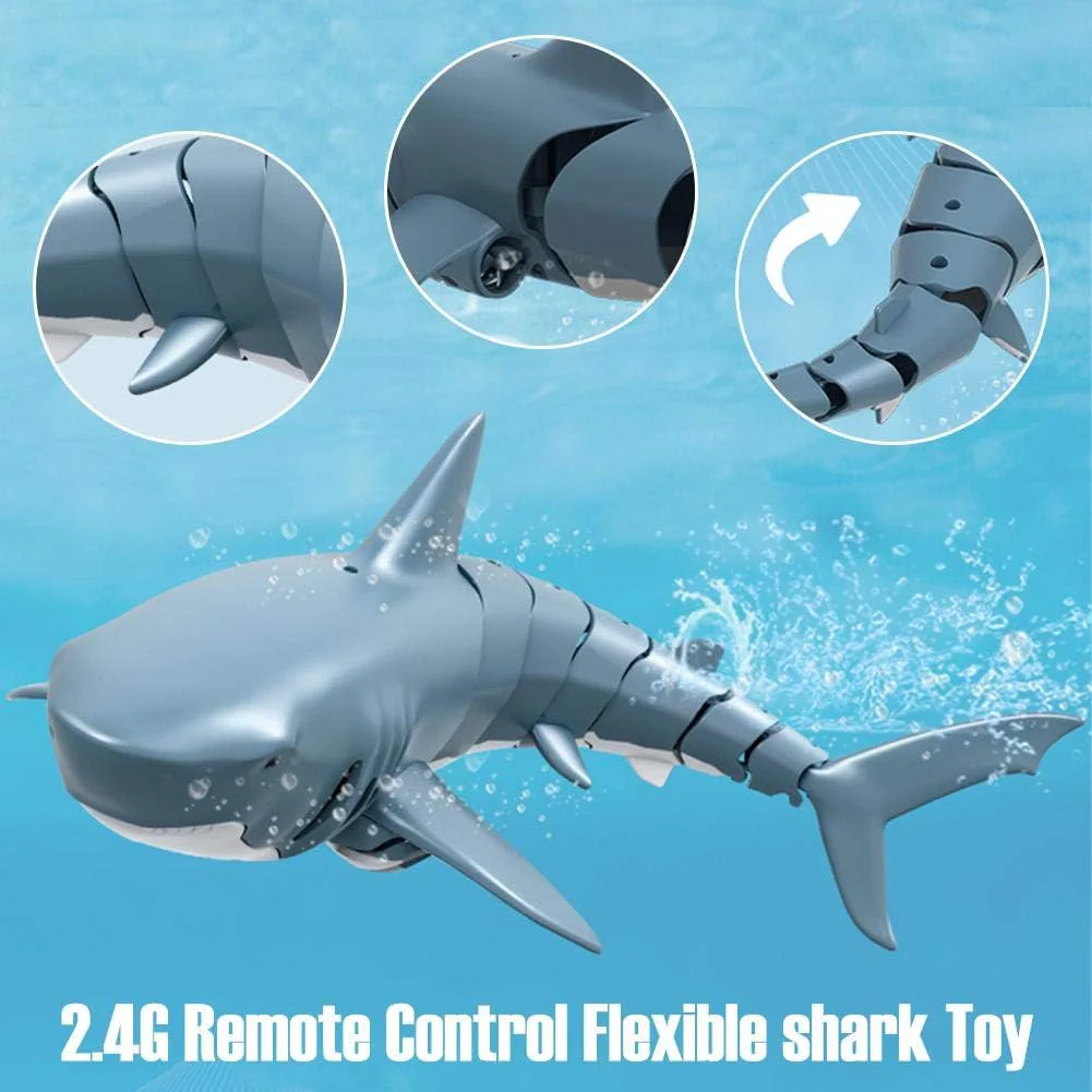 Telisii 2024 Upgraded Remote-Control Shark Toy 2.4G Simulation RC Shark Boat Toy Rechargeable Waterproof 4 Channel Shark