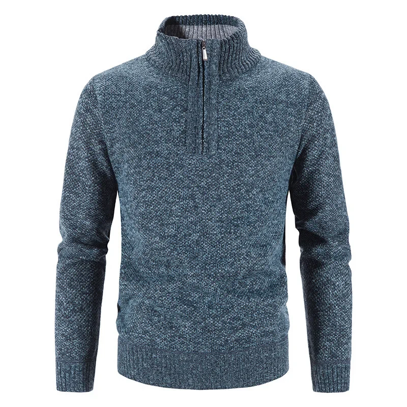 Men's Pullover Half-Zip Solid Color Knit Sweater