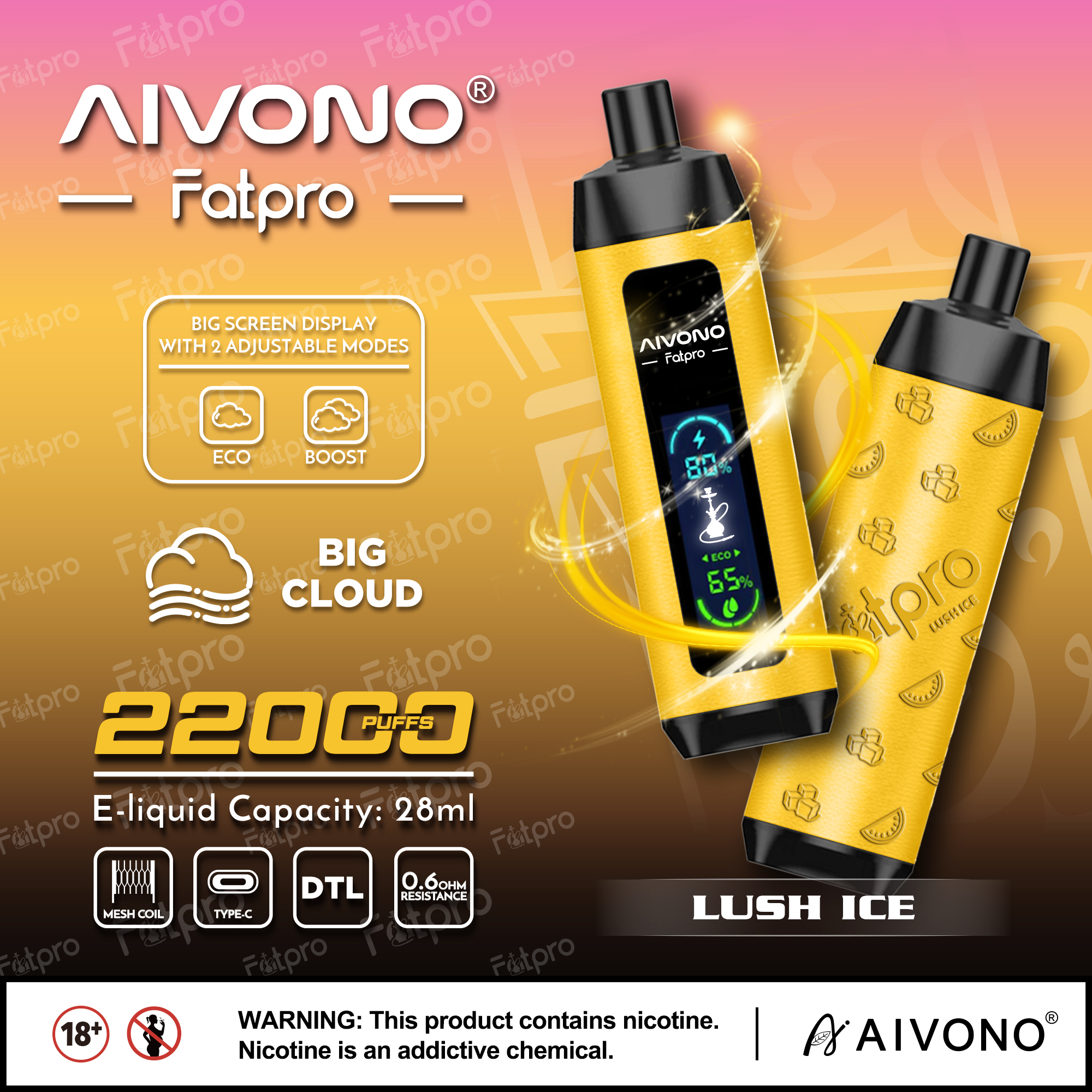 AIVONO- AIM FATPRO 22000 Puffs(5% Nikotingehalt)