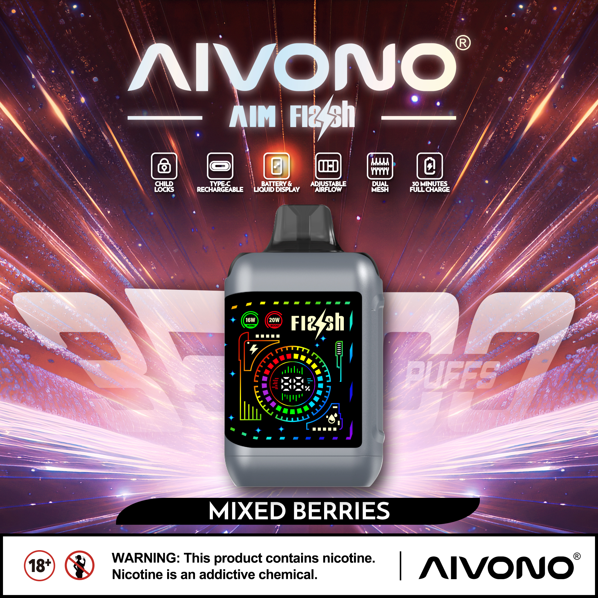 🔥Hot sale🔥AIVONO  AIM FLASH 35000 Puffs (5 % Nikotingehalt)