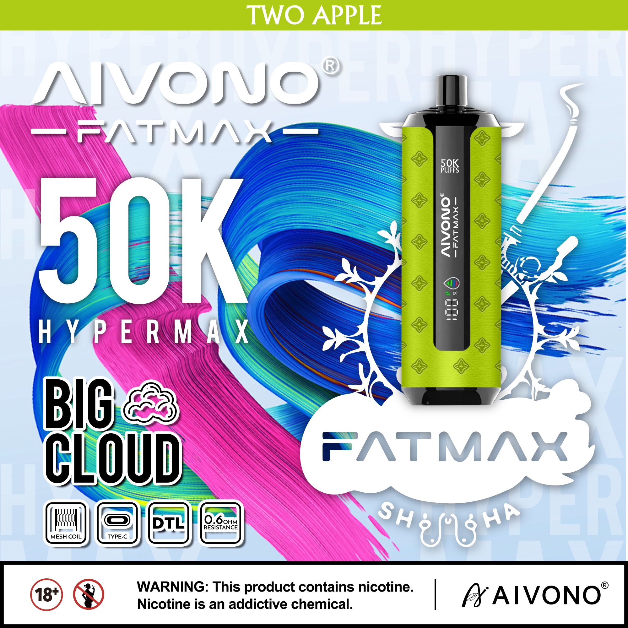 AIVONO AIM FATMAX 50000 PUFFS (5 % Nikotingehalt)