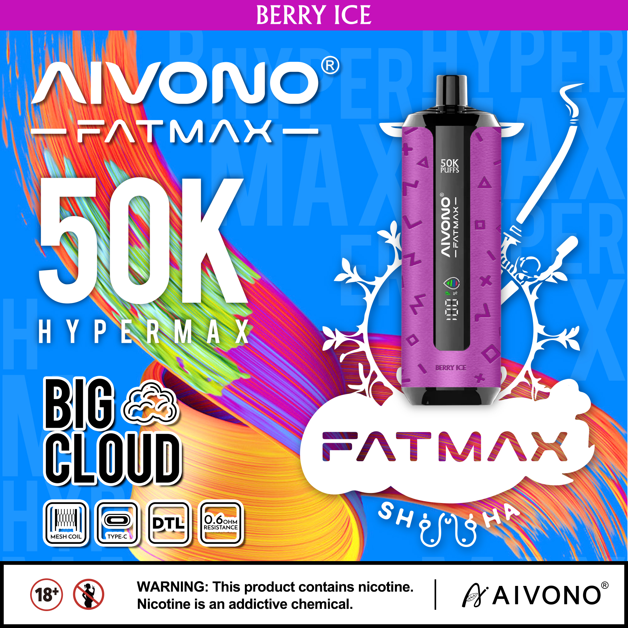 AIVONO AIM FATMAX 50000 PUFFS (5 % Nikotingehalt)