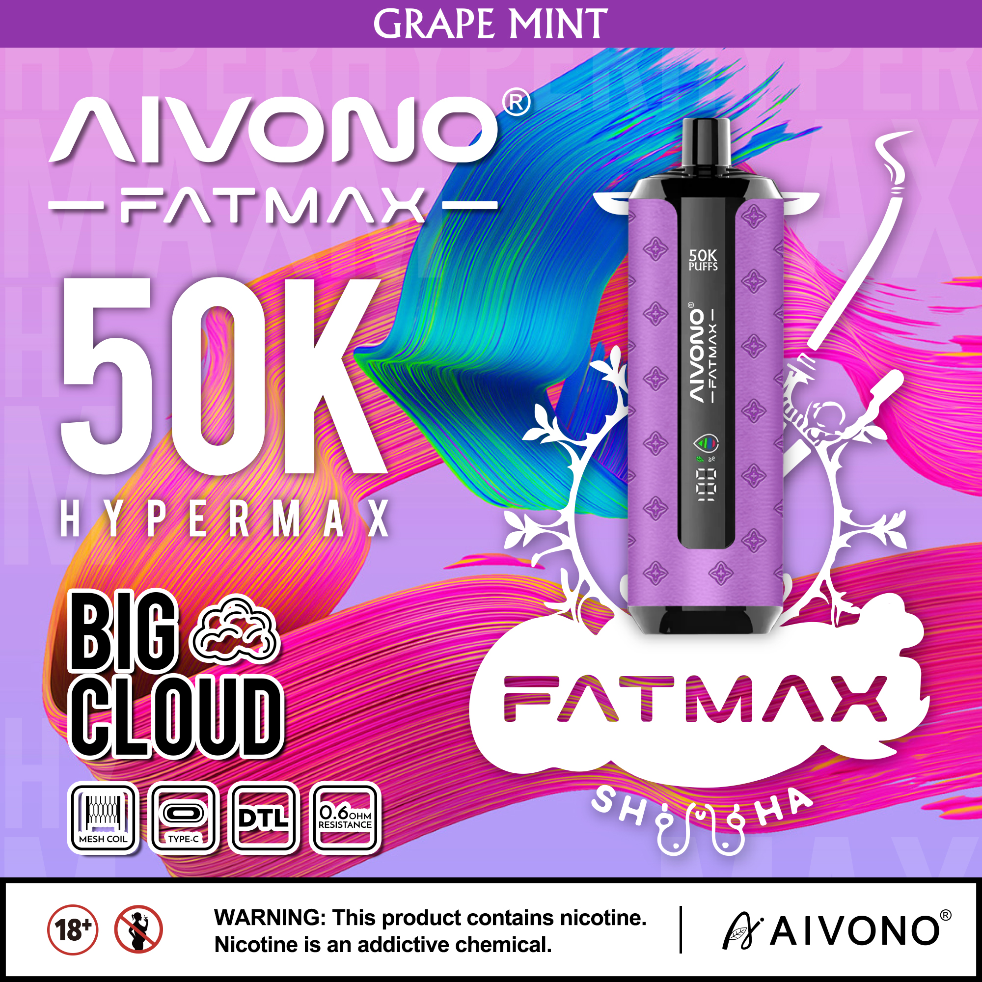 AIVONO AIM FATMAX 50000 PUFFS (5 % Nikotingehalt)
