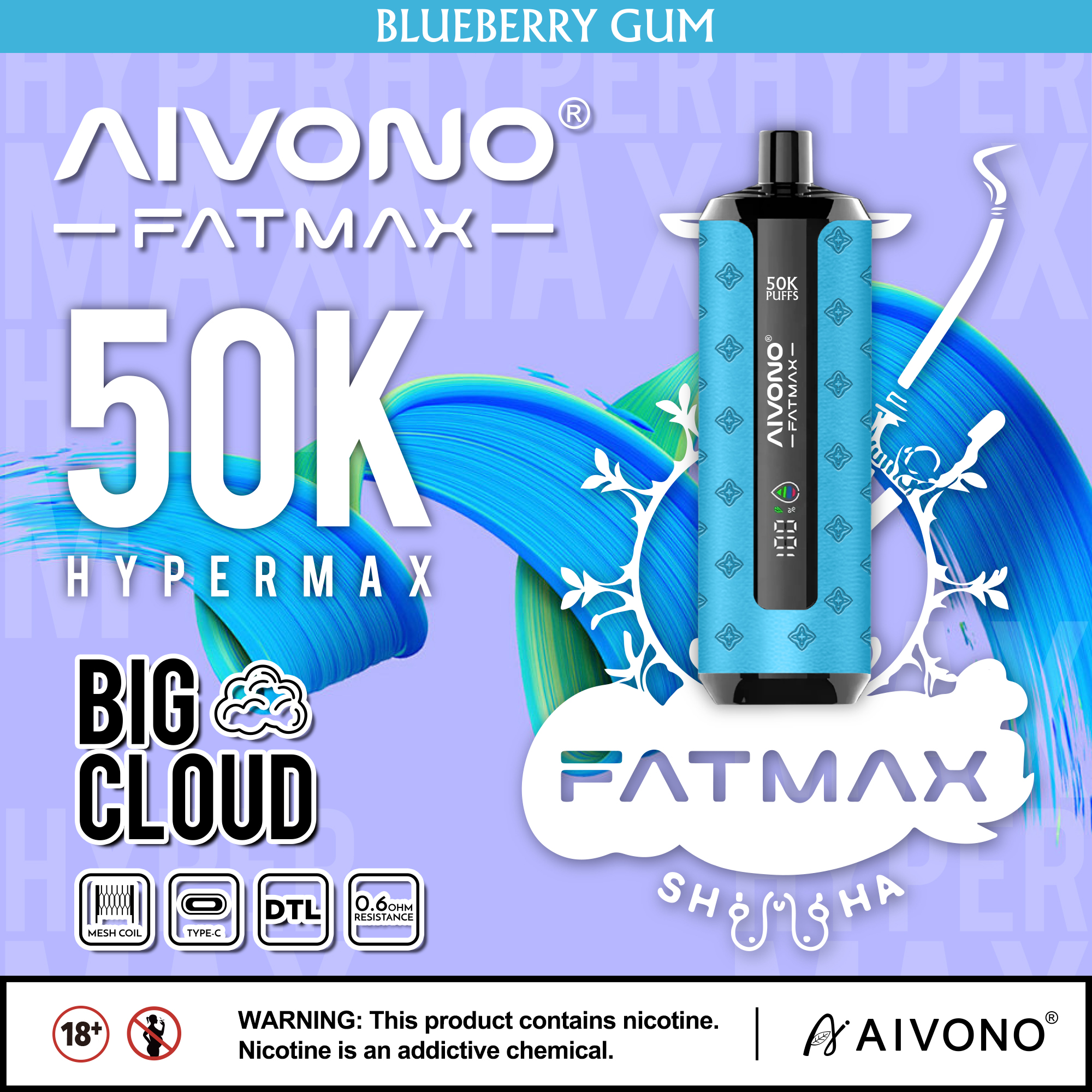 AIVONO AIM FATMAX 50000 PUFFS (5 % Nikotingehalt)