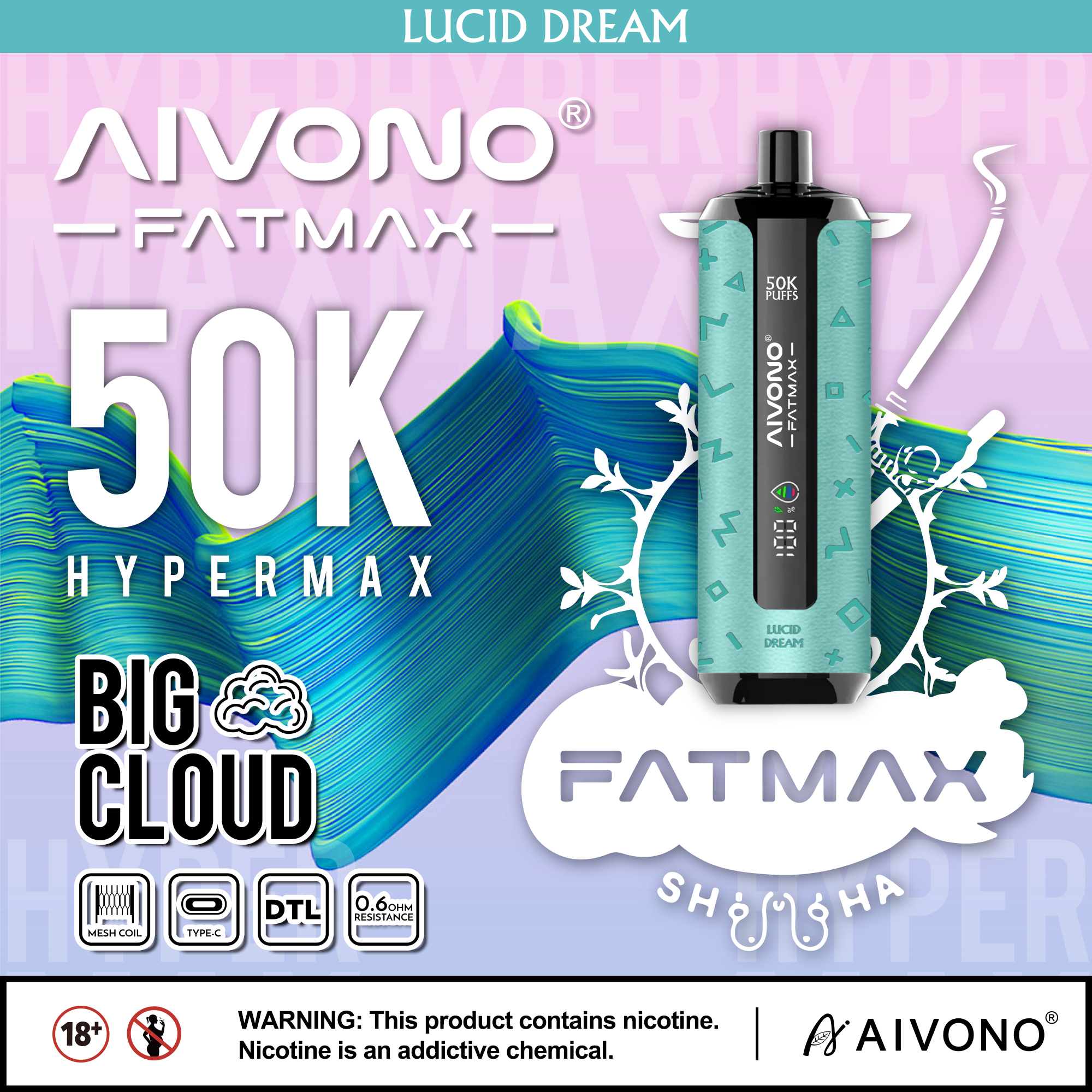 AIVONO AIM FATMAX 50000 PUFFS (5 % Nikotingehalt)