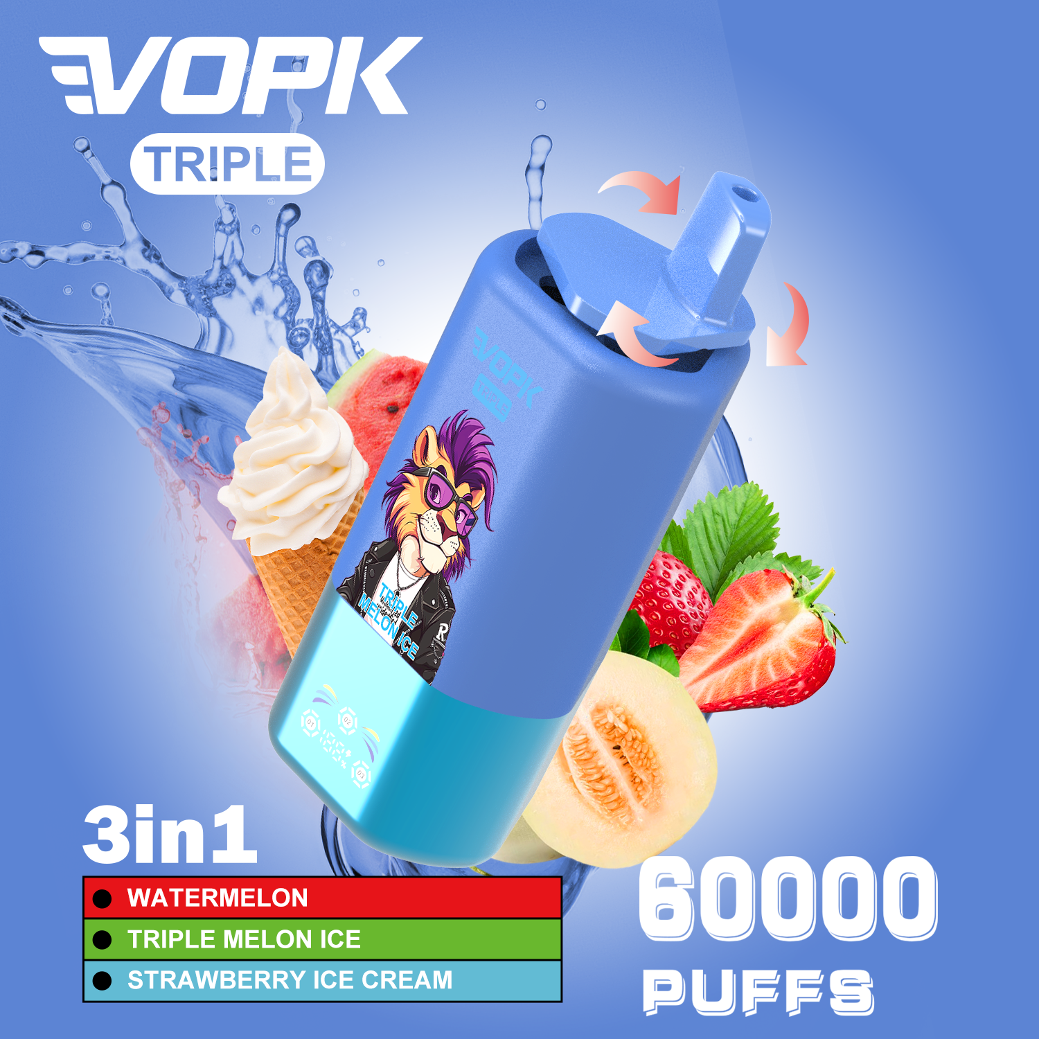 Best Price VOPK TRIPL 3in1 With 60,000 Puffs(5% Nicotine Content)