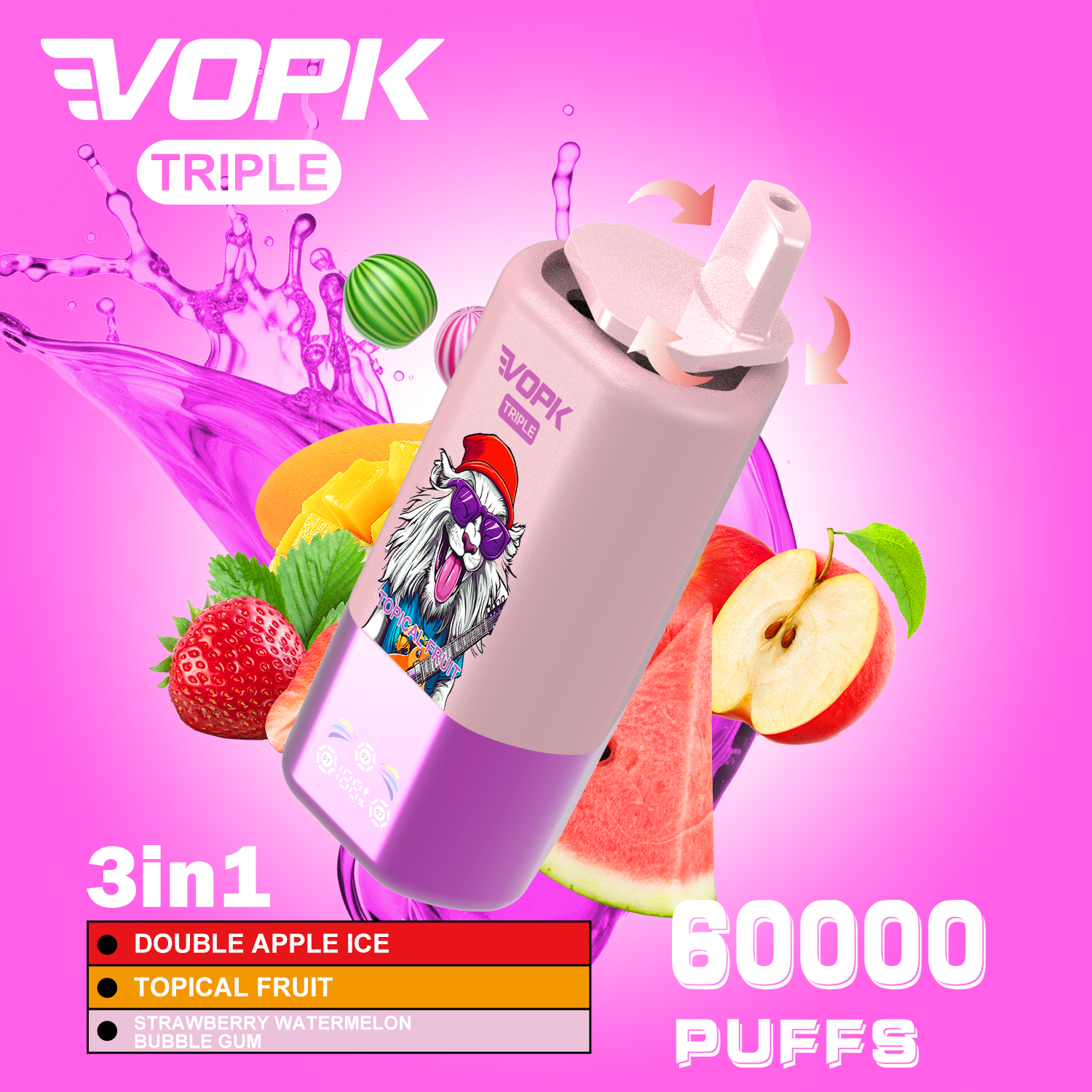 Best Price VOPK TRIPL 3in1 With 60,000 Puffs(5% Nicotine Content)