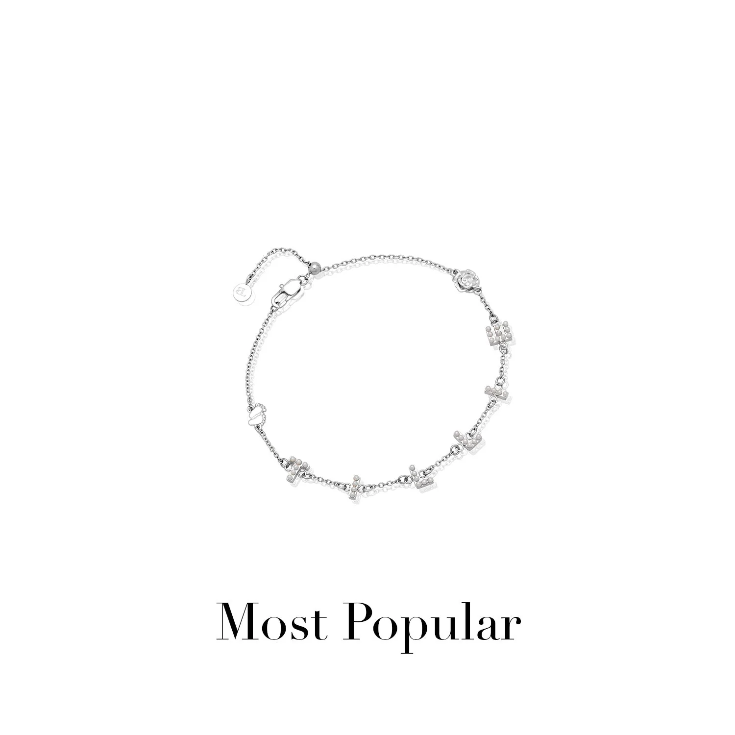 Pearl Custom Name Bracelet (Silver)