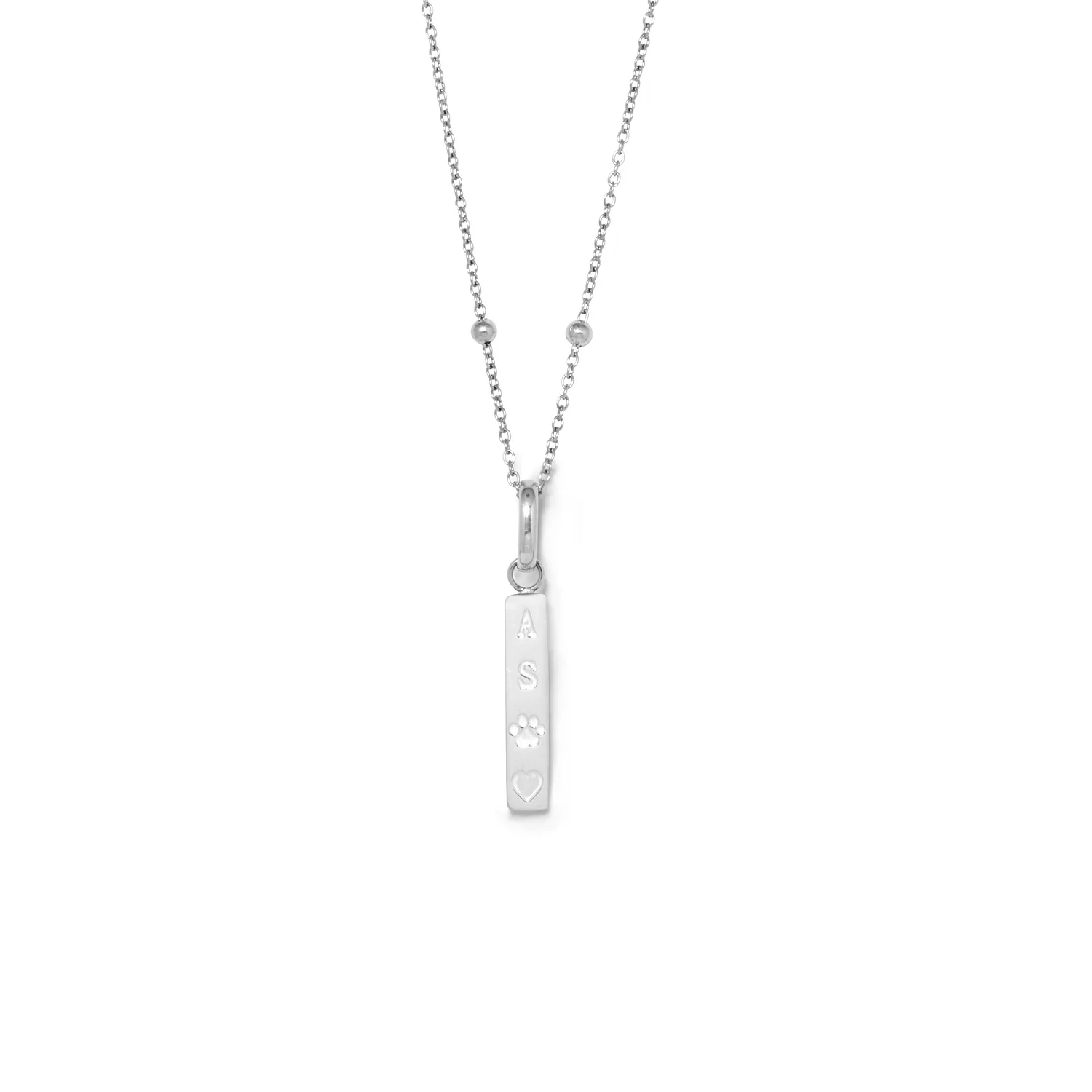 Custom Stamped Bar Pendant Necklace (Silver)