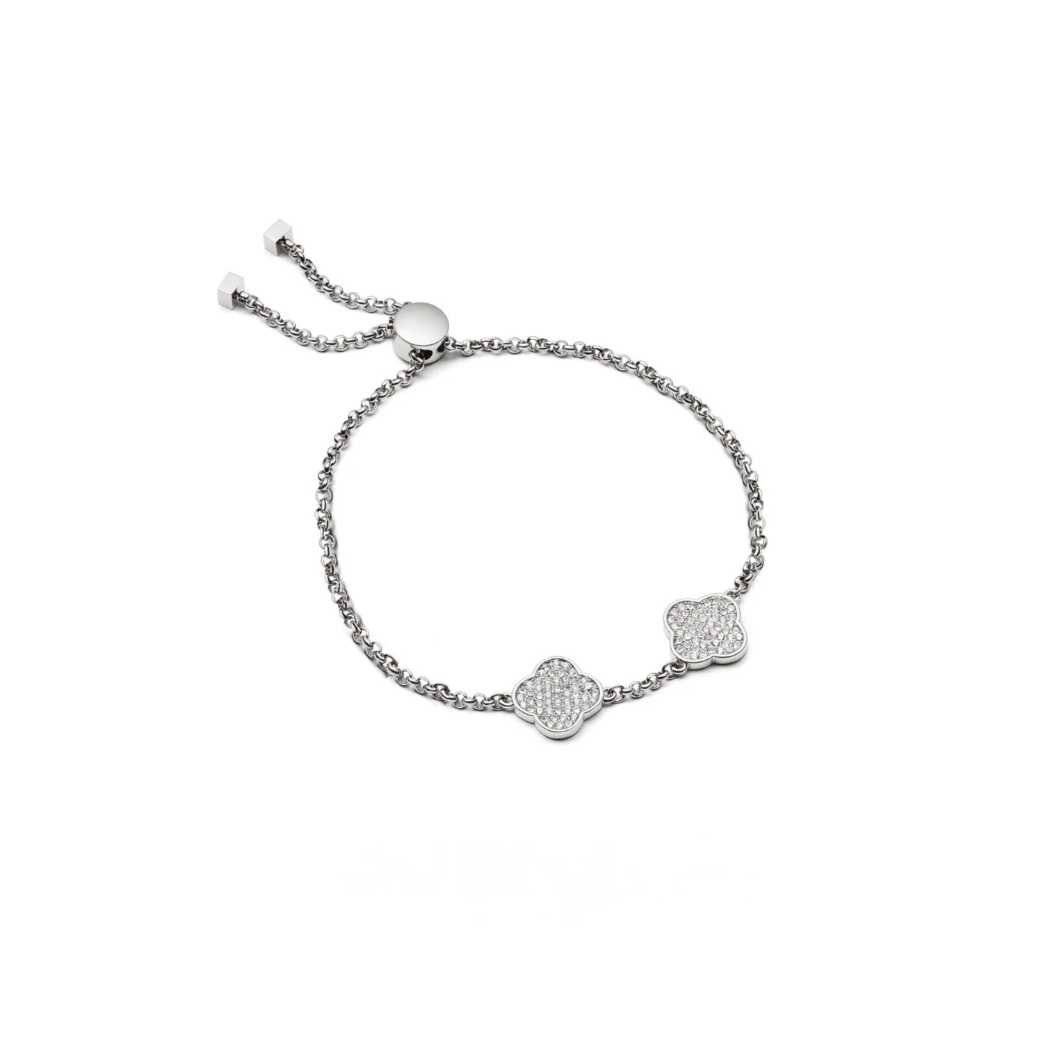 Shimmer Pavé Clover Bracelet (Silver)
