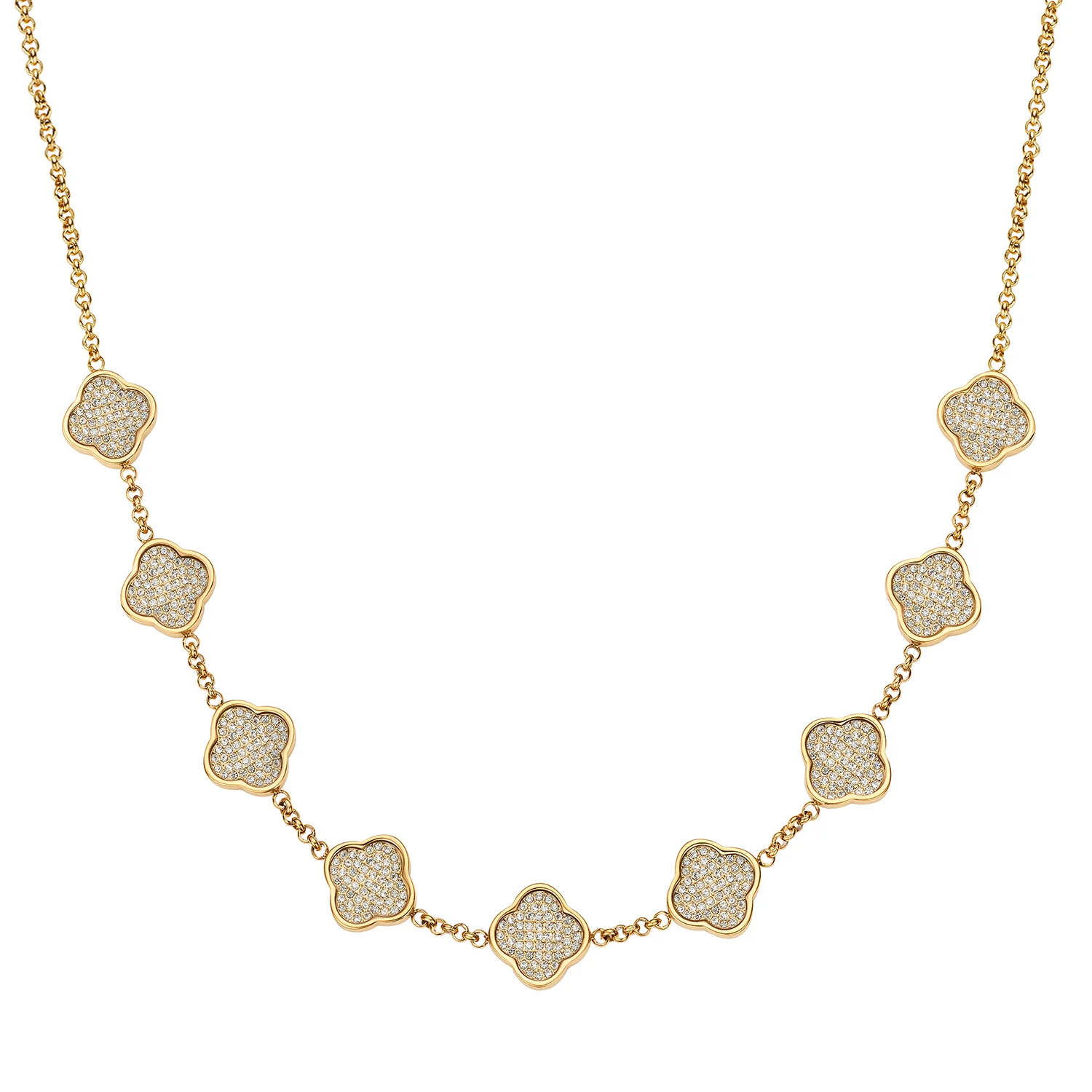 Shimmer Pavé Clover Necklace (Gold)