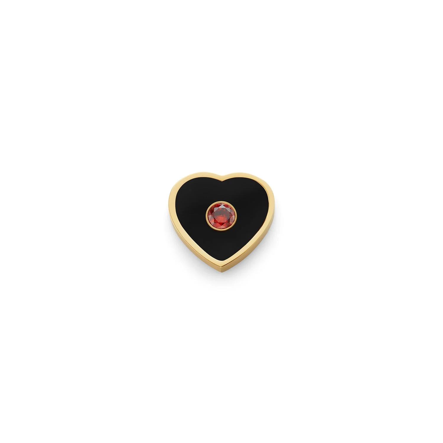 Black Enamel Heart Charms (Gold) - Birthstone