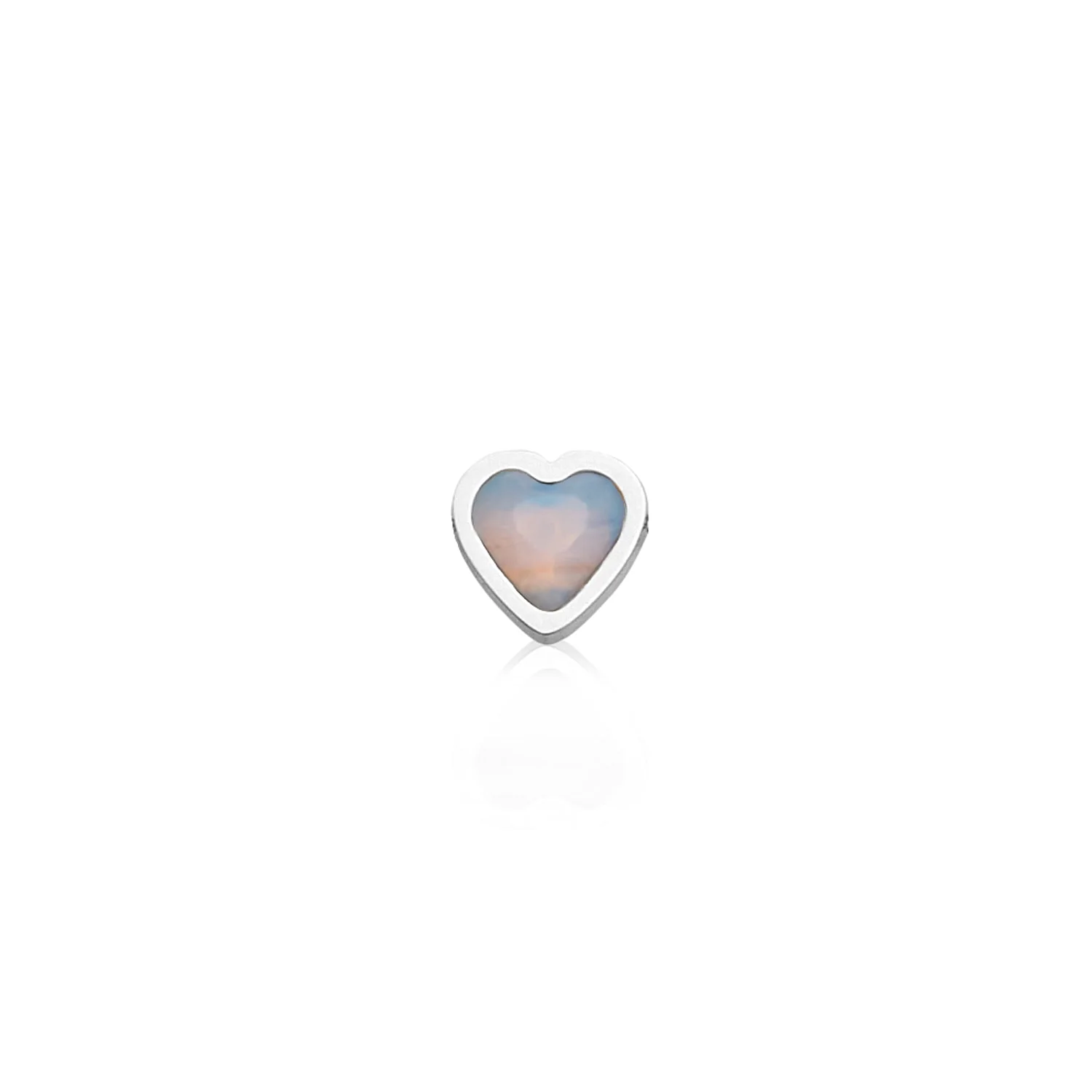 Mini Heart Birthstone Stud Earrings (Silver)