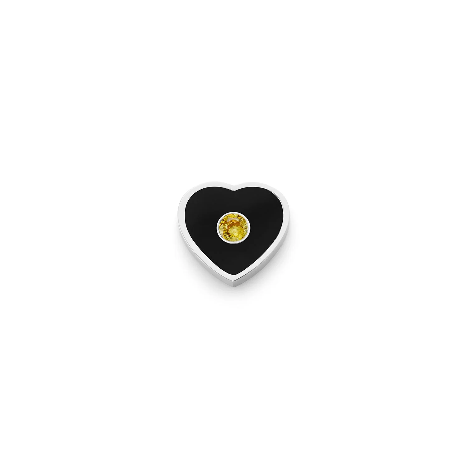 Black Enamel Heart Charms (Silver) - Birthstone