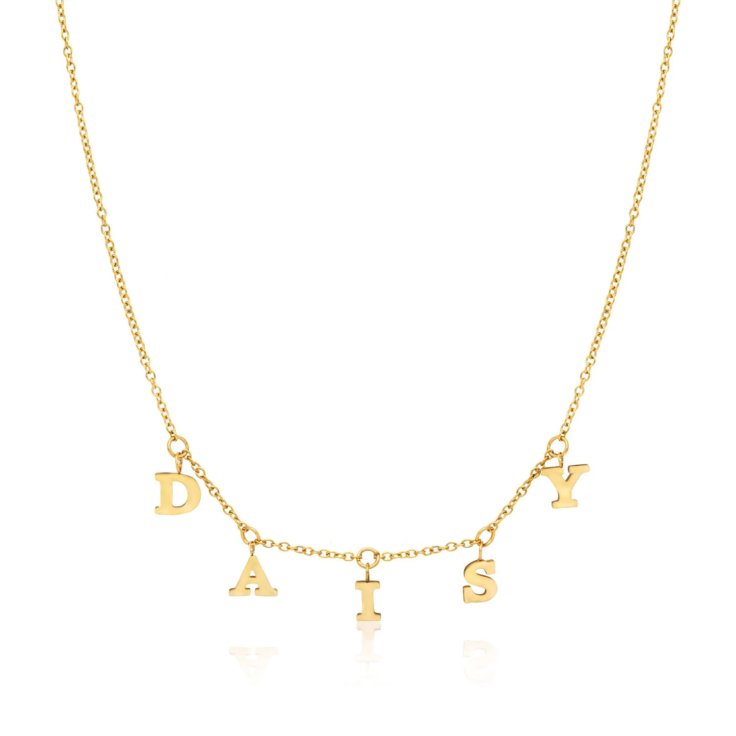 Mini Hanging Letter Name Necklace (Gold)