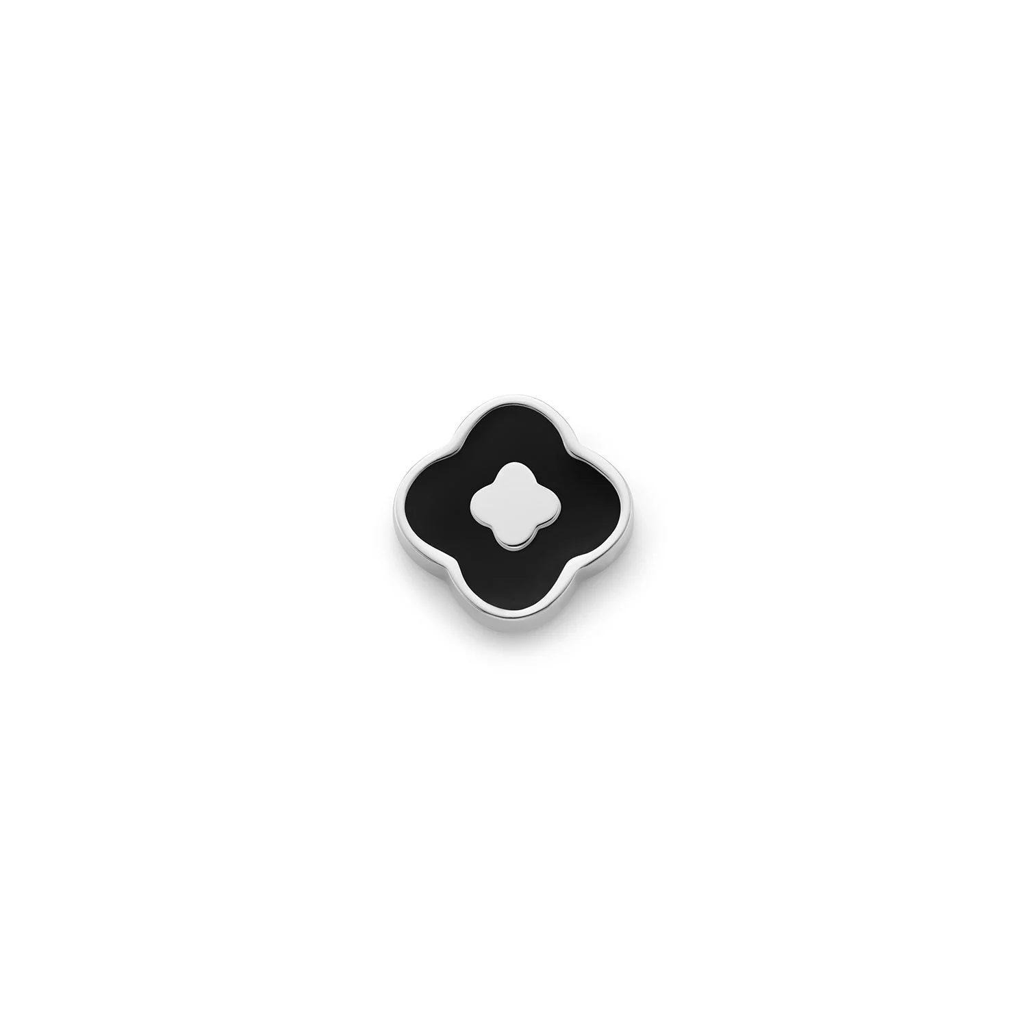Black Enamel Clover Charms (Silver) - Clover