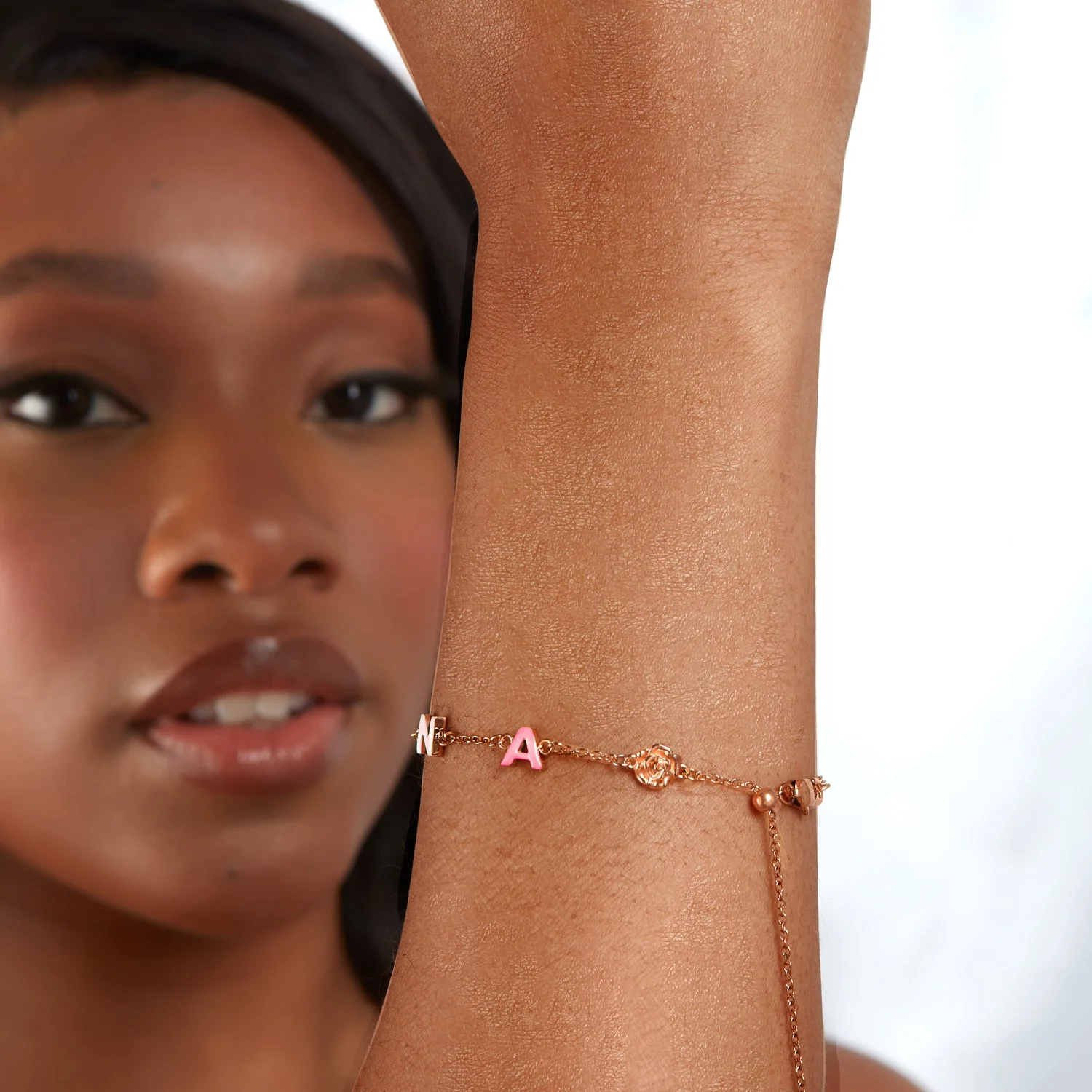 Custom Enamel Name Bracelet (Rose Gold)