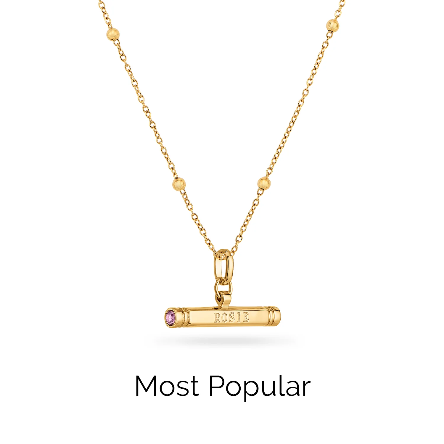 Custom Stamped T-Bar Necklace (Gold)
