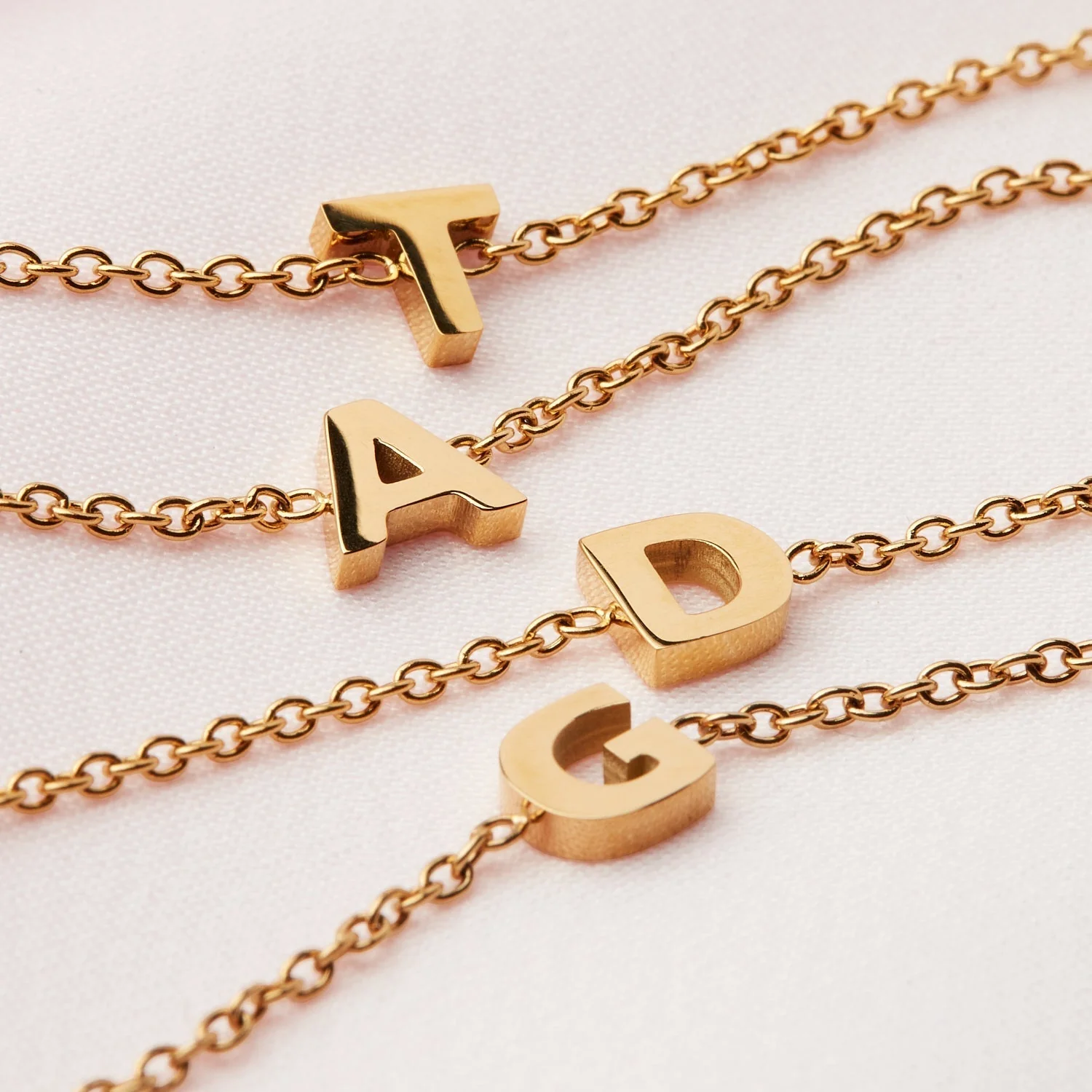 Mini Heart Birthstone & Initial Bracelet Bundle (Gold)