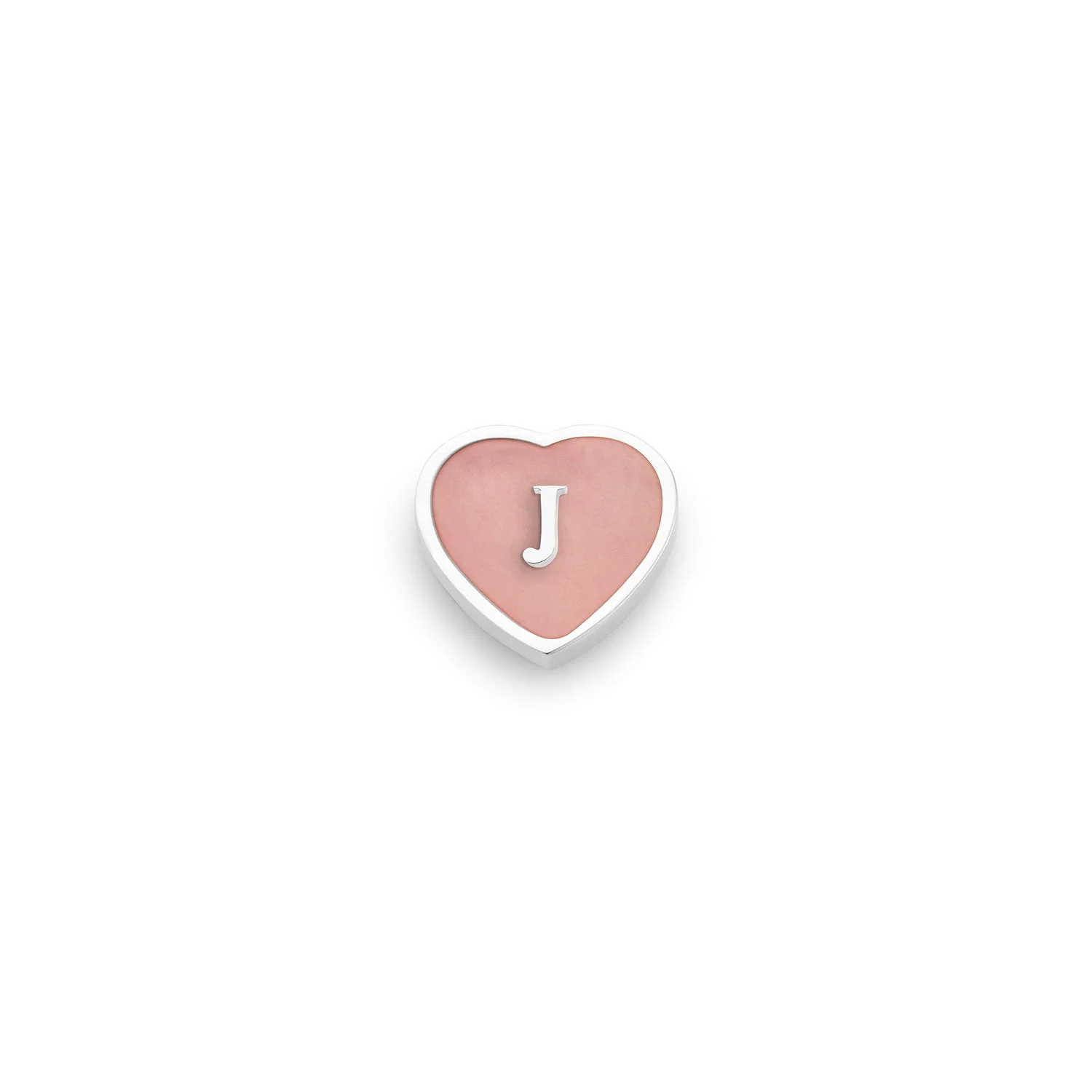 Rose Quartz Heart Charms (Silver) - Initials