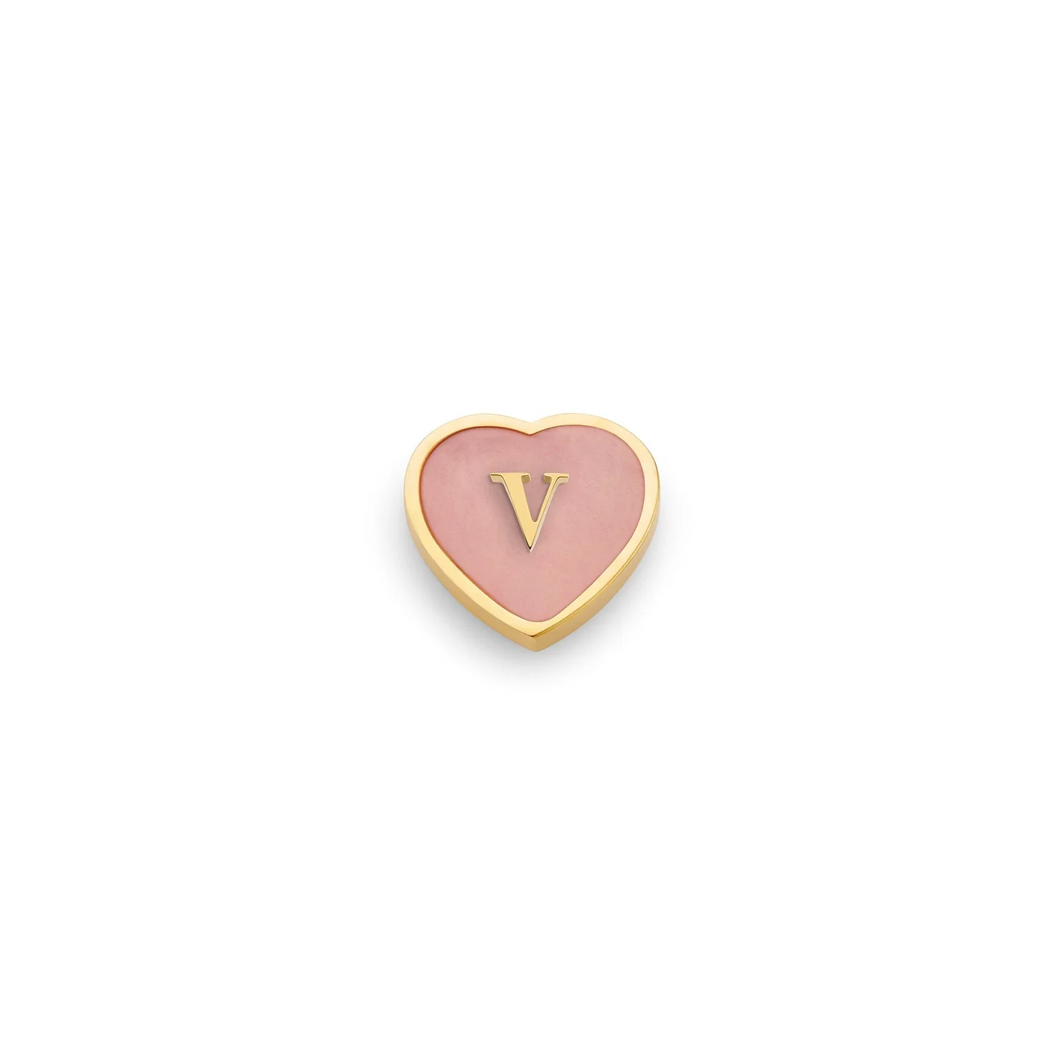 Rose Quartz Heart Charms (Gold) - Initials