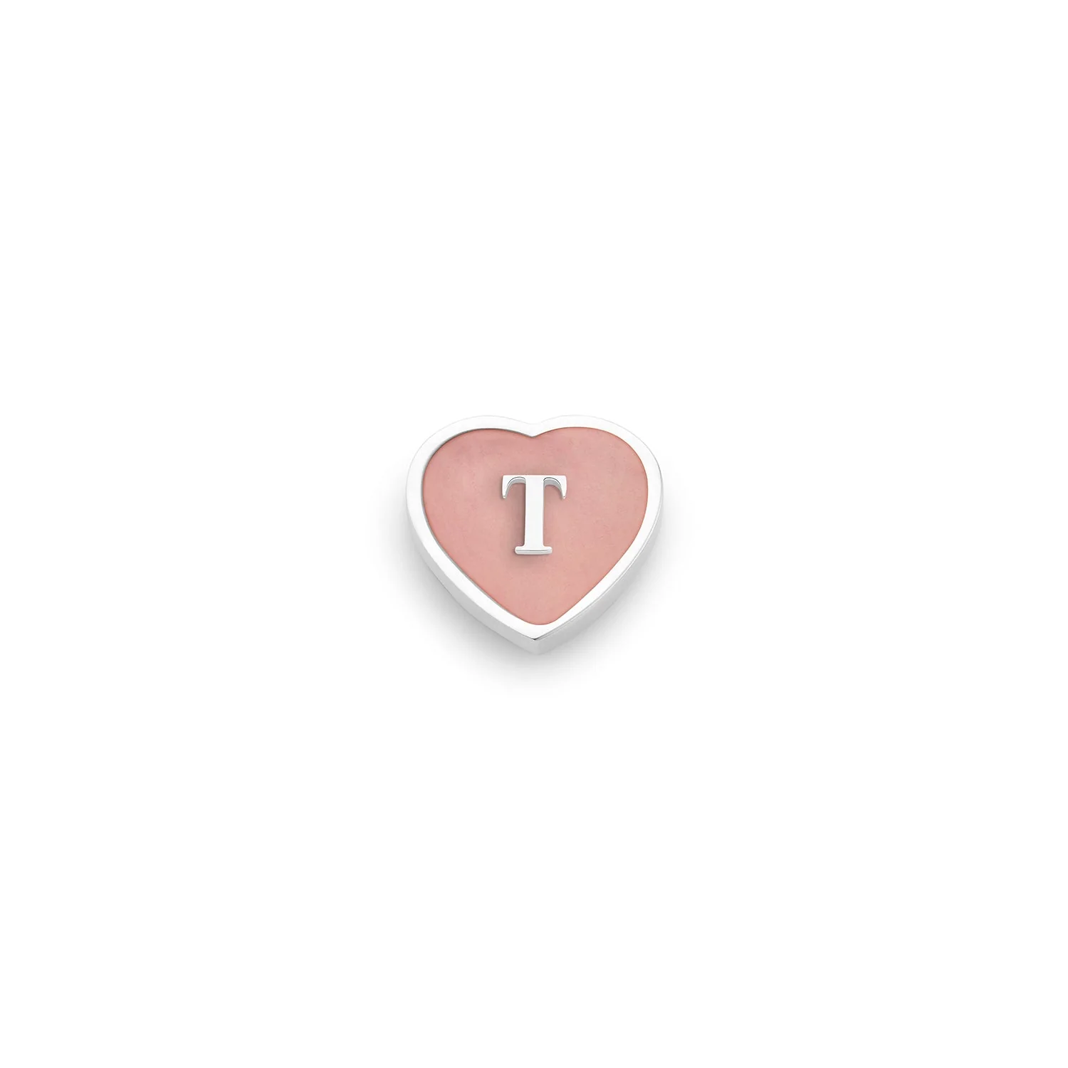 Rose Quartz Heart Charms (Silver) - Initials