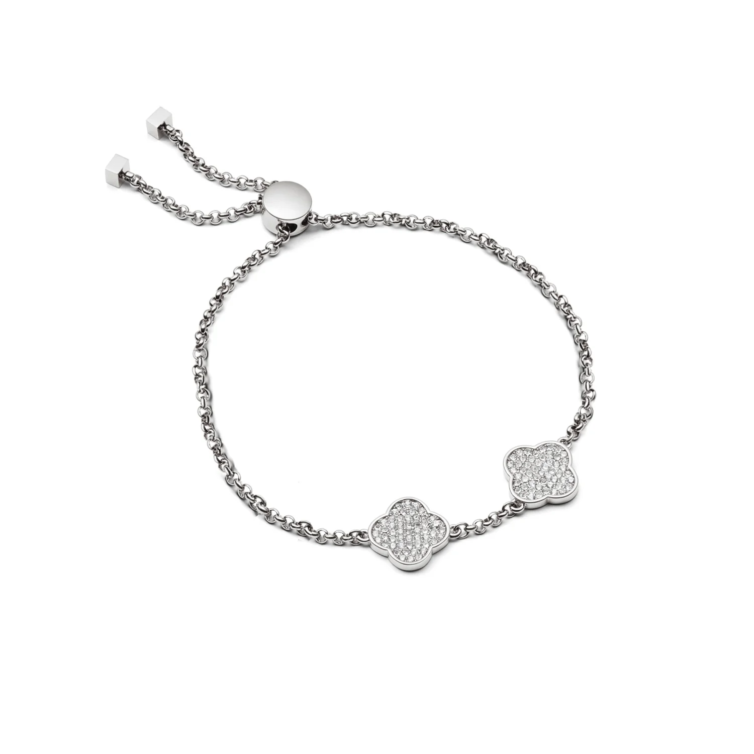 Shimmer Pavé Clover Bracelet (Silver)