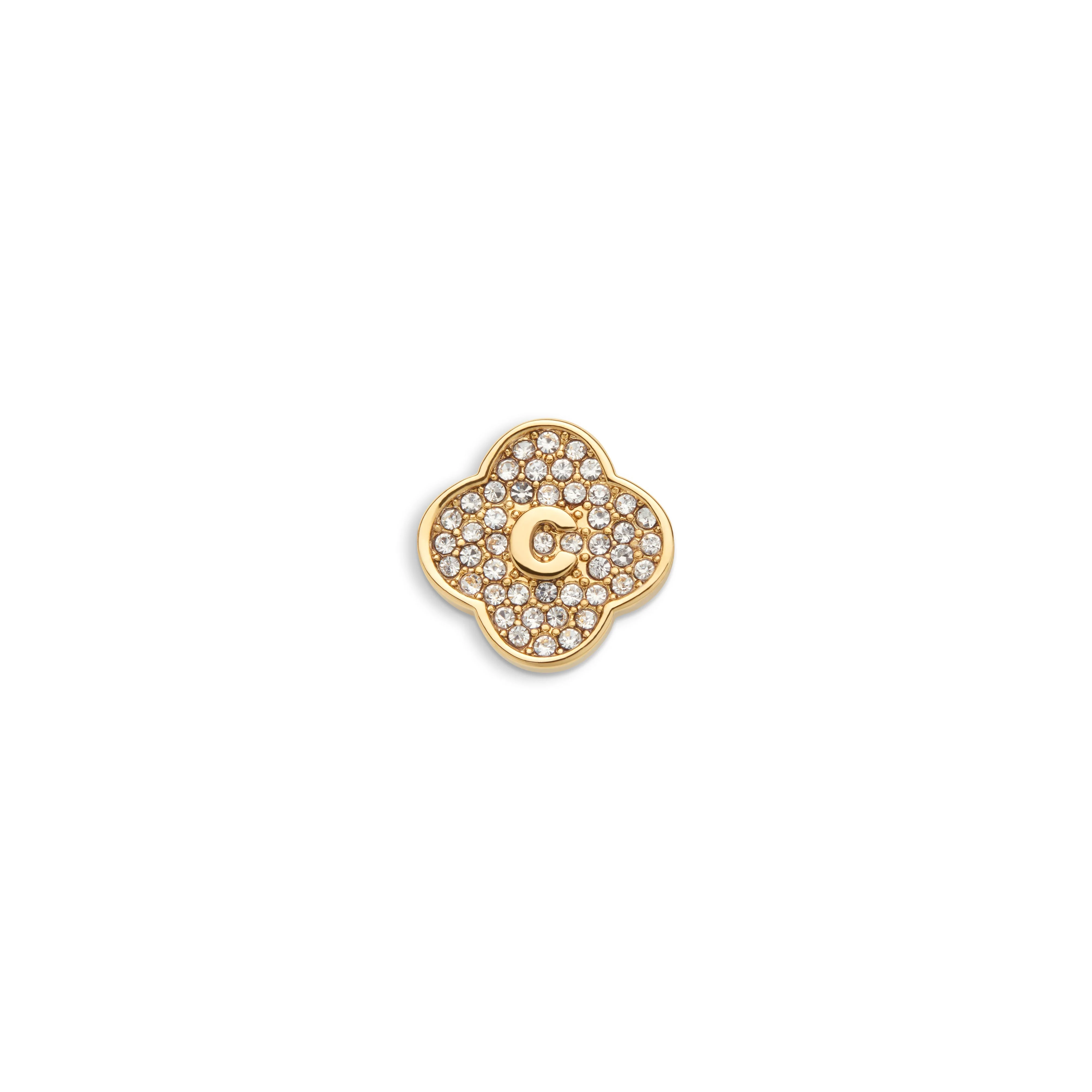 Shimmer Pavé Clover Charms (Gold) - Initials
