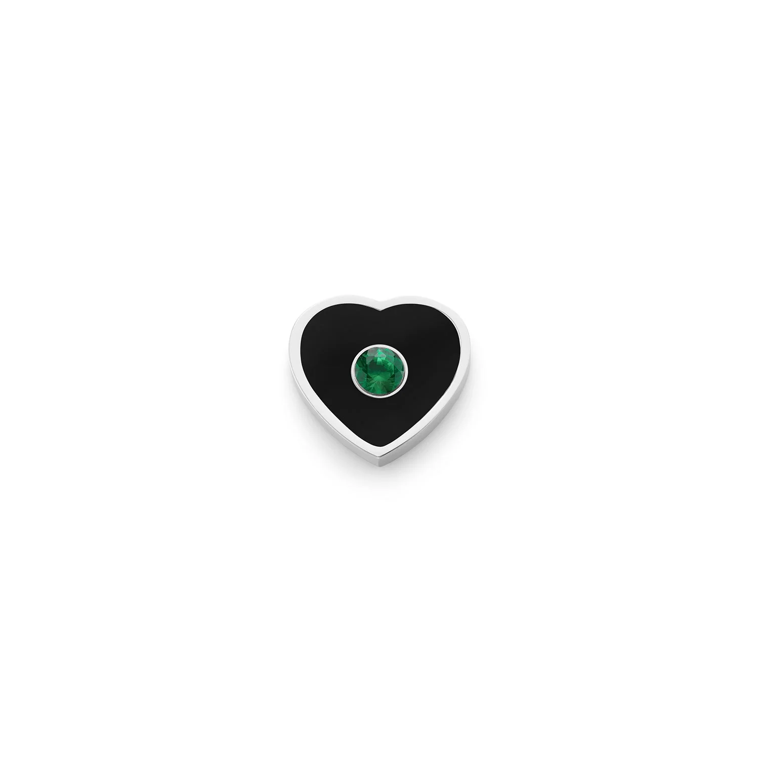 Black Enamel Heart Charms (Silver) - Birthstone