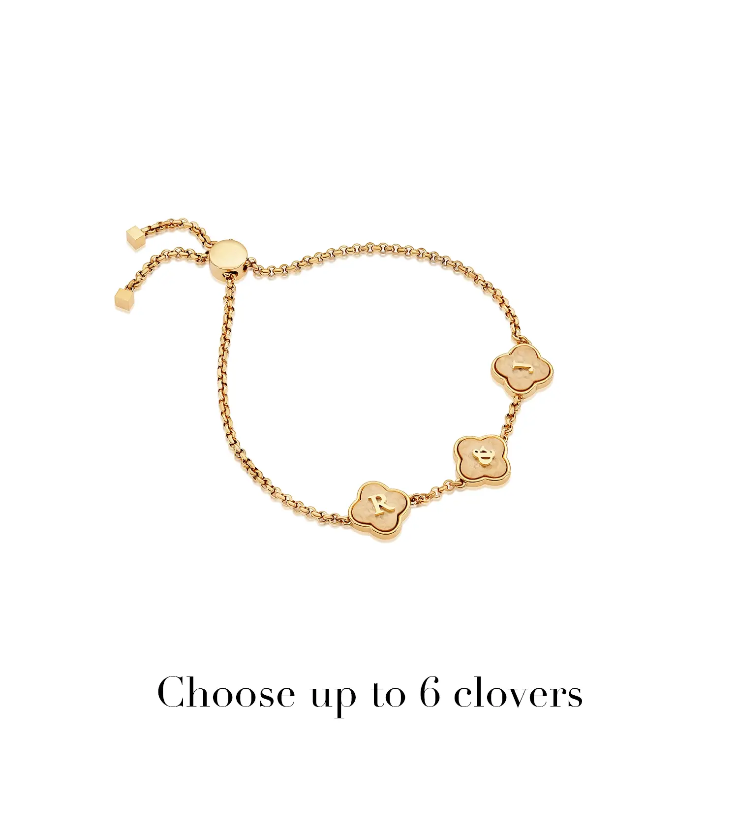Clover Custom Name Bracelet (Gold)