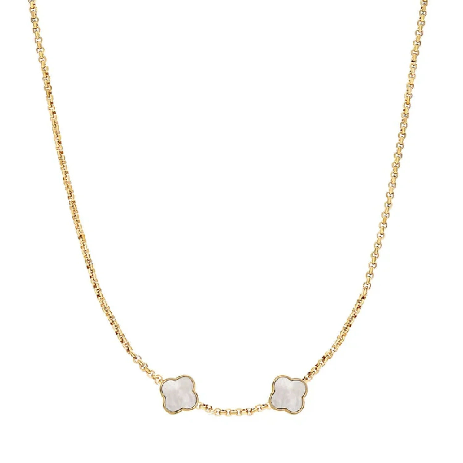 Pearl Clover Custom Name Necklace (Gold)